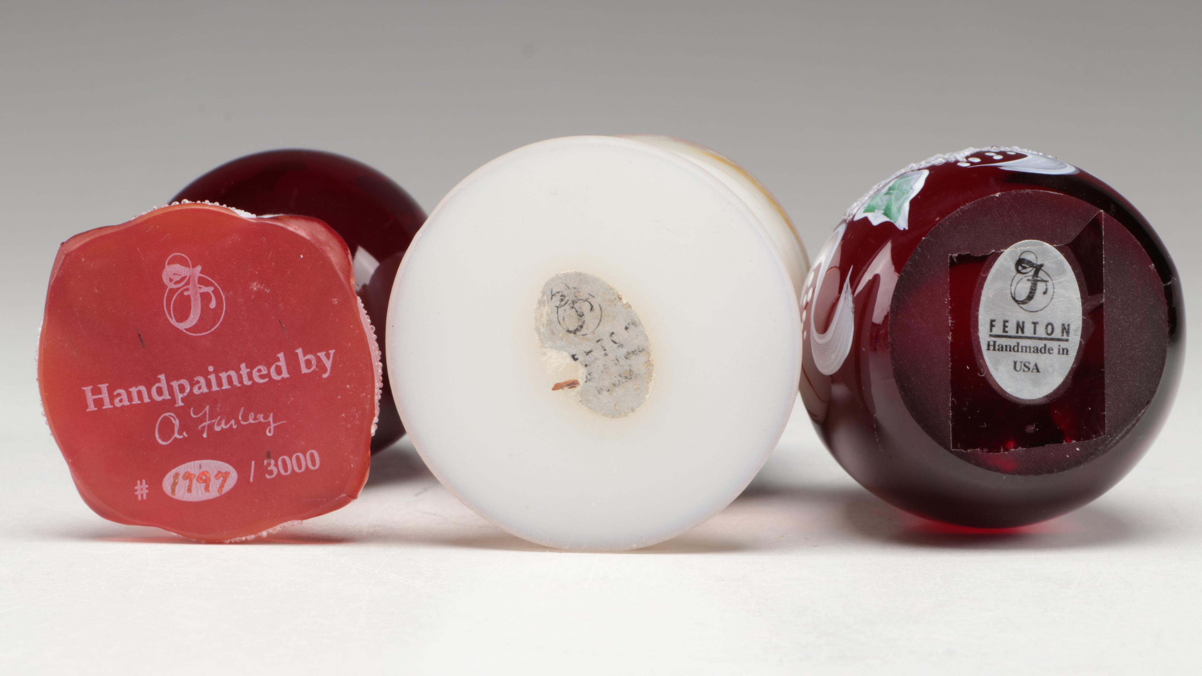 Fenton Hand-Painted Glass Eggs