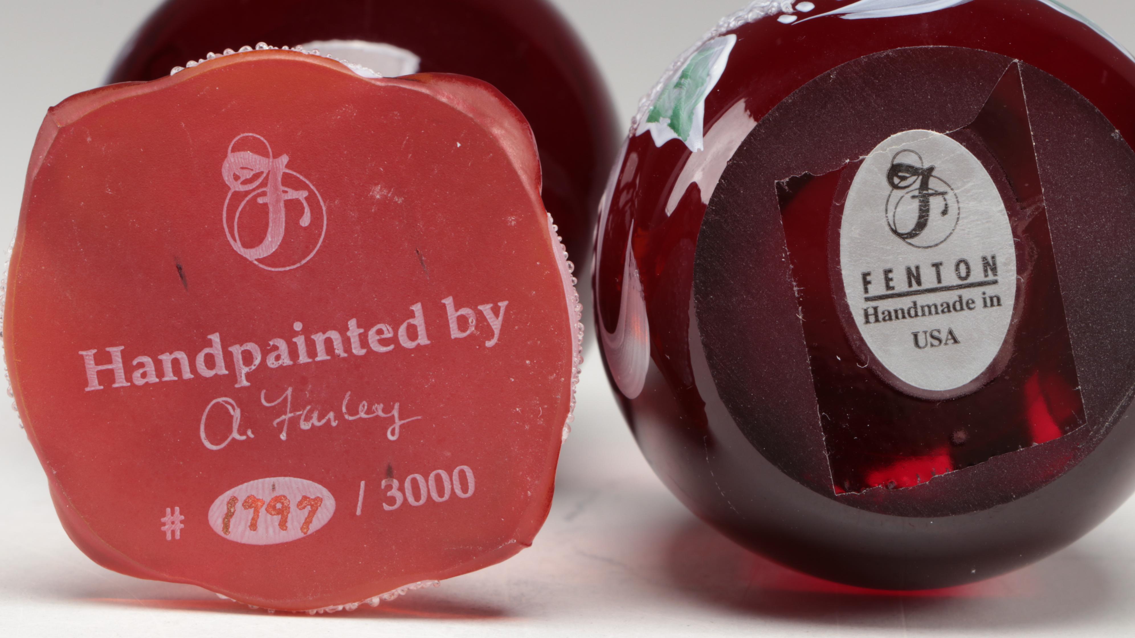 Fenton Hand-Painted Glass Eggs