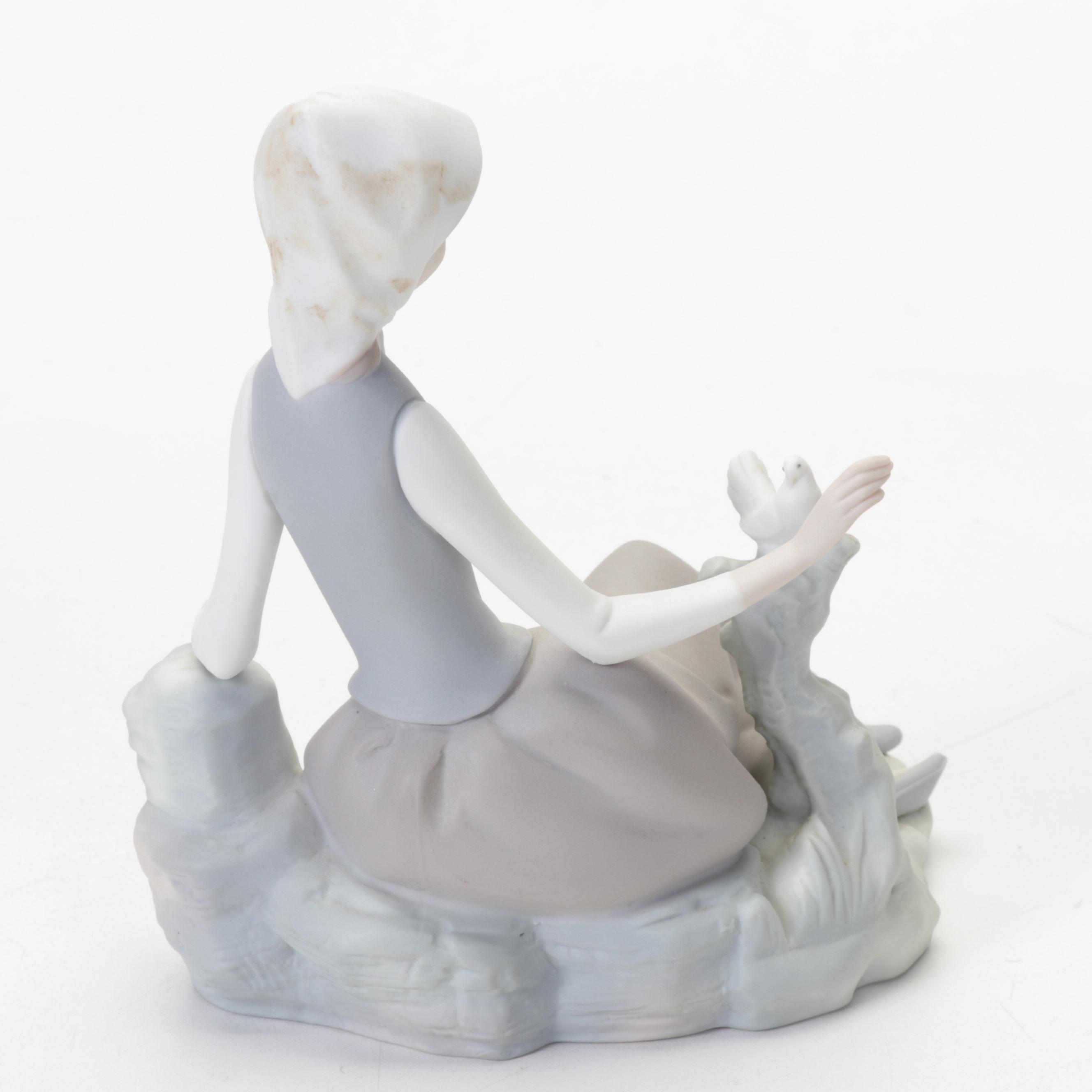 Lladró Porcelain "Shepherdess with Dove" and Other Figurines
