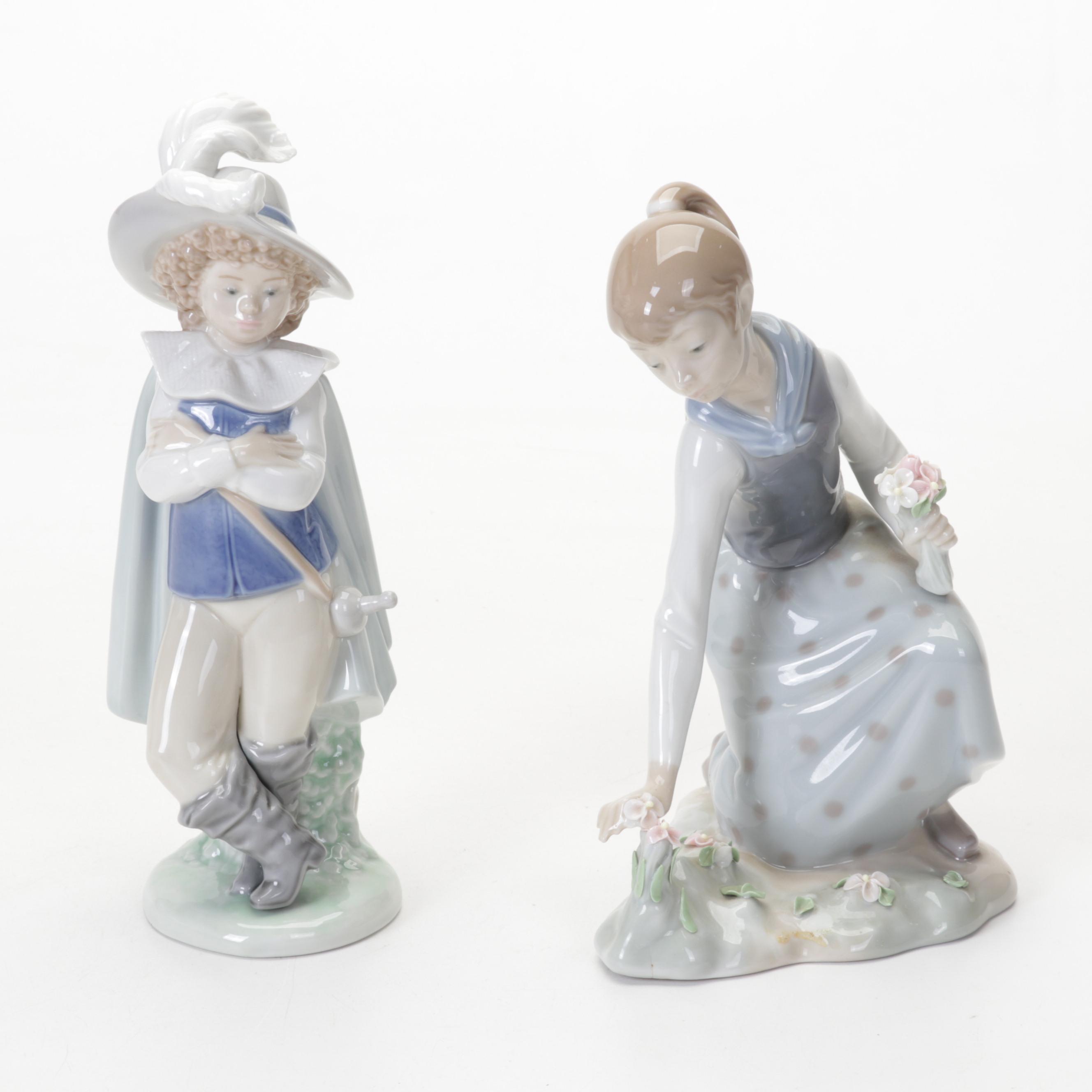 Lladró Porcelain "Shepherdess with Dove" and Other Figurines