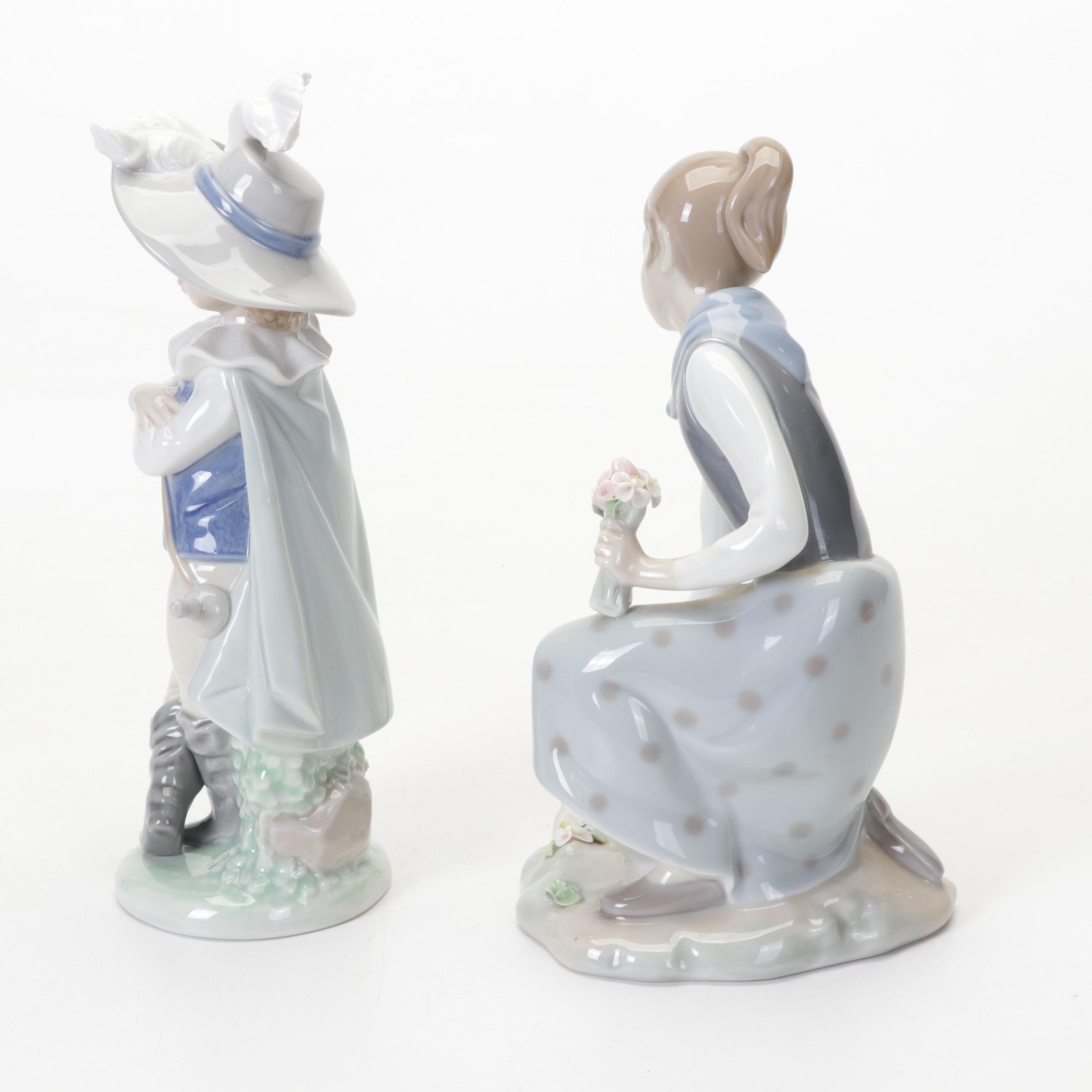 Lladró Porcelain "Shepherdess with Dove" and Other Figurines