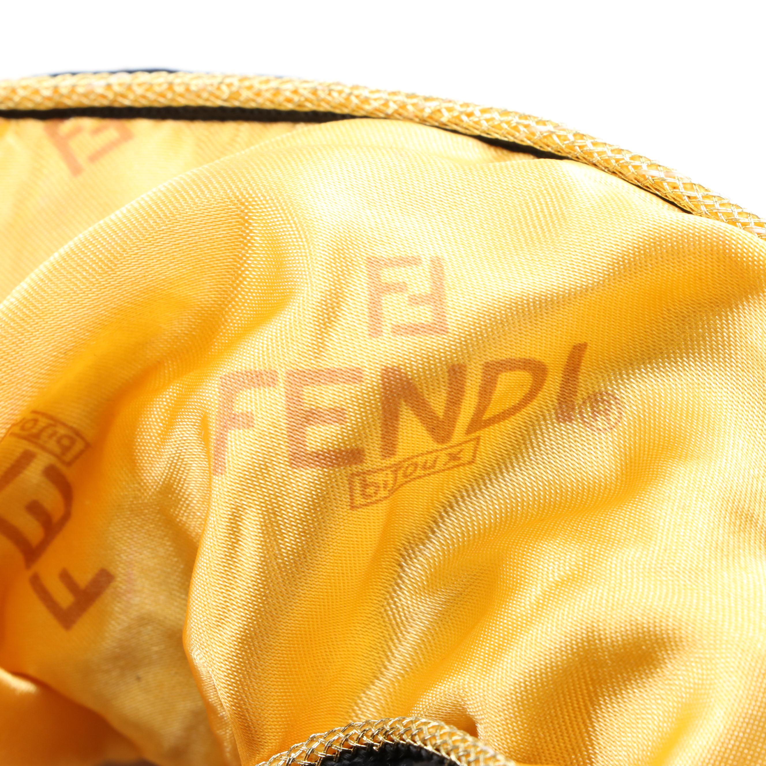 Fendi Bijoux Jewelry Pouch in Black Velveteen and Satin