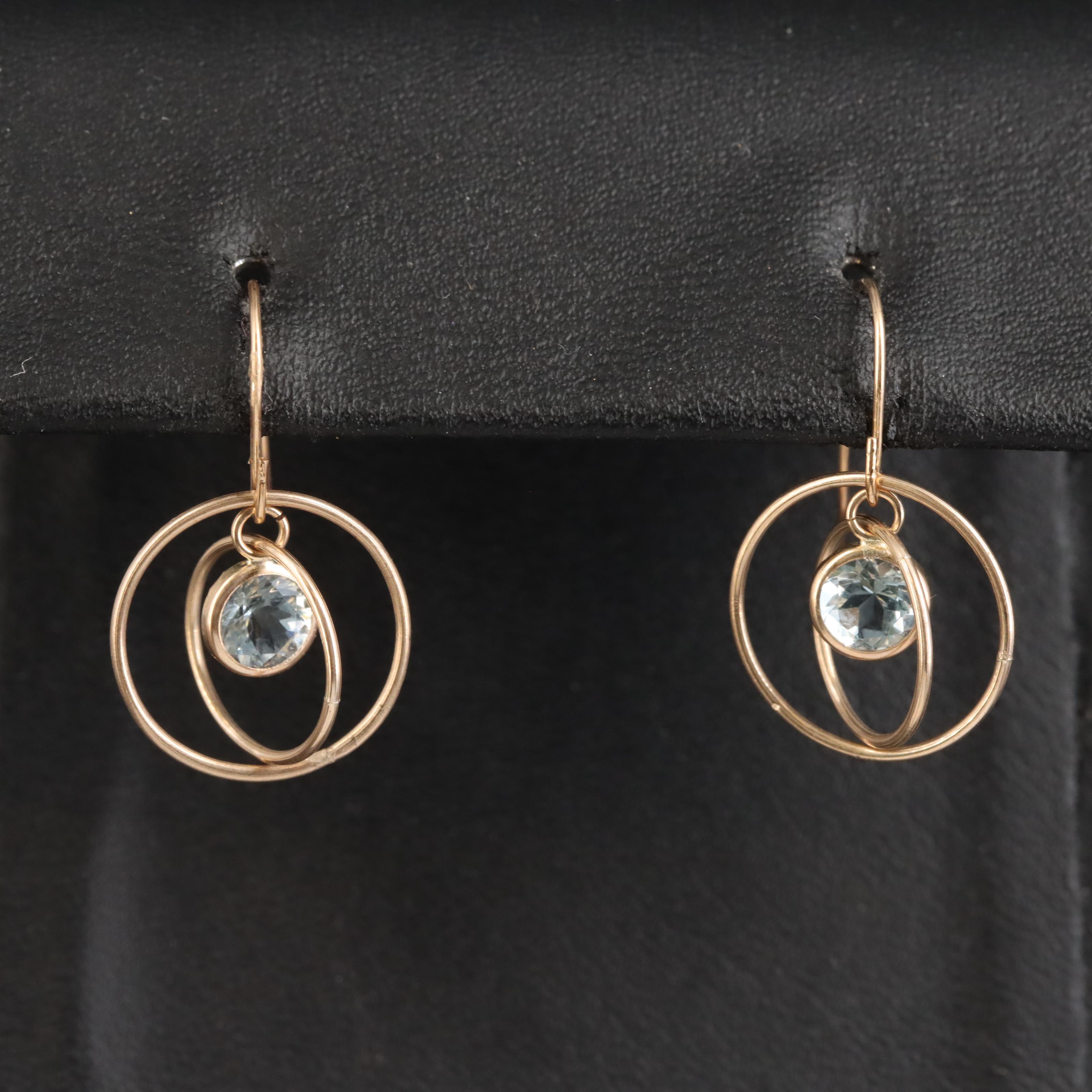 10K Aquamarine Concentric Earrings