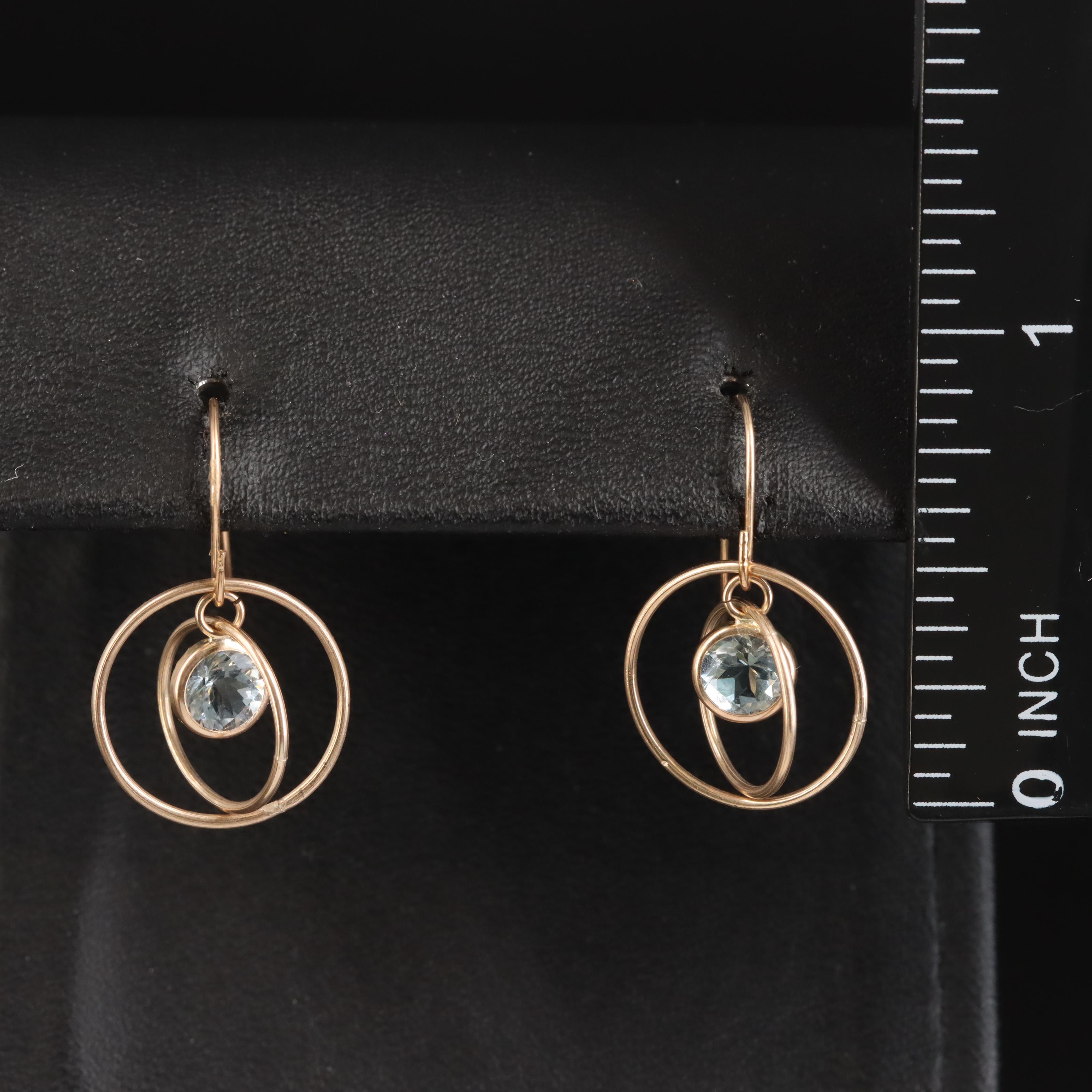 10K Aquamarine Concentric Earrings
