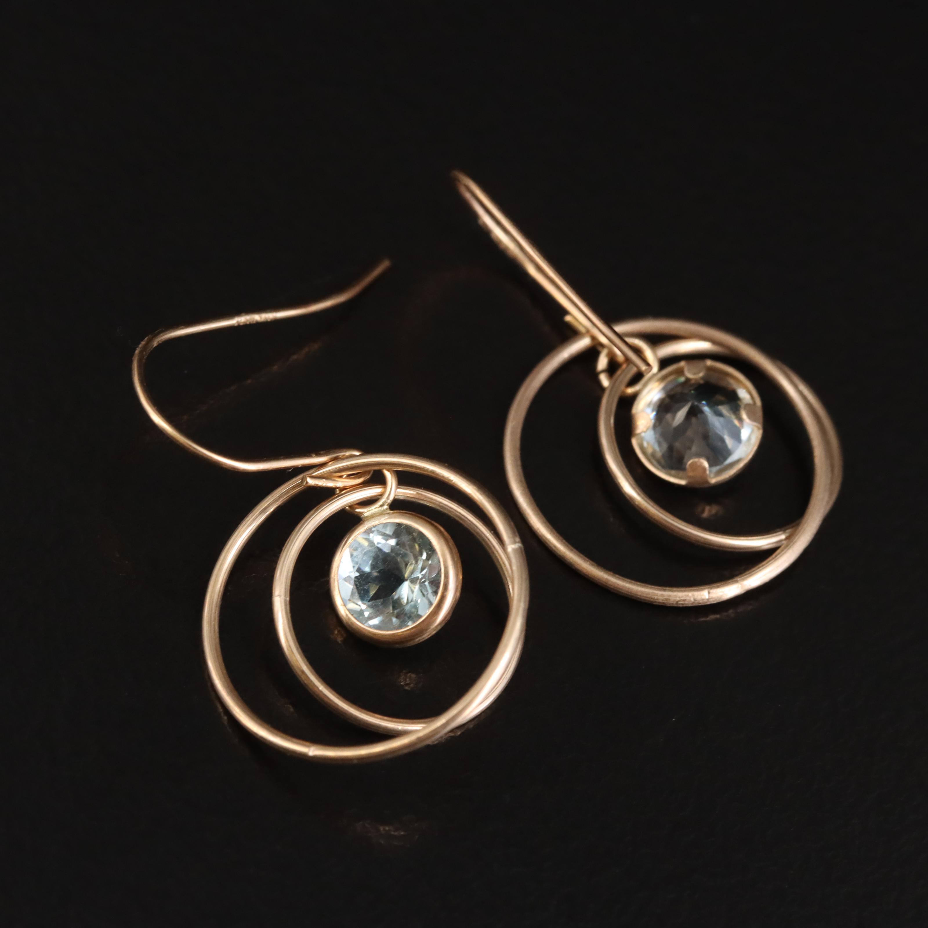 10K Aquamarine Concentric Earrings