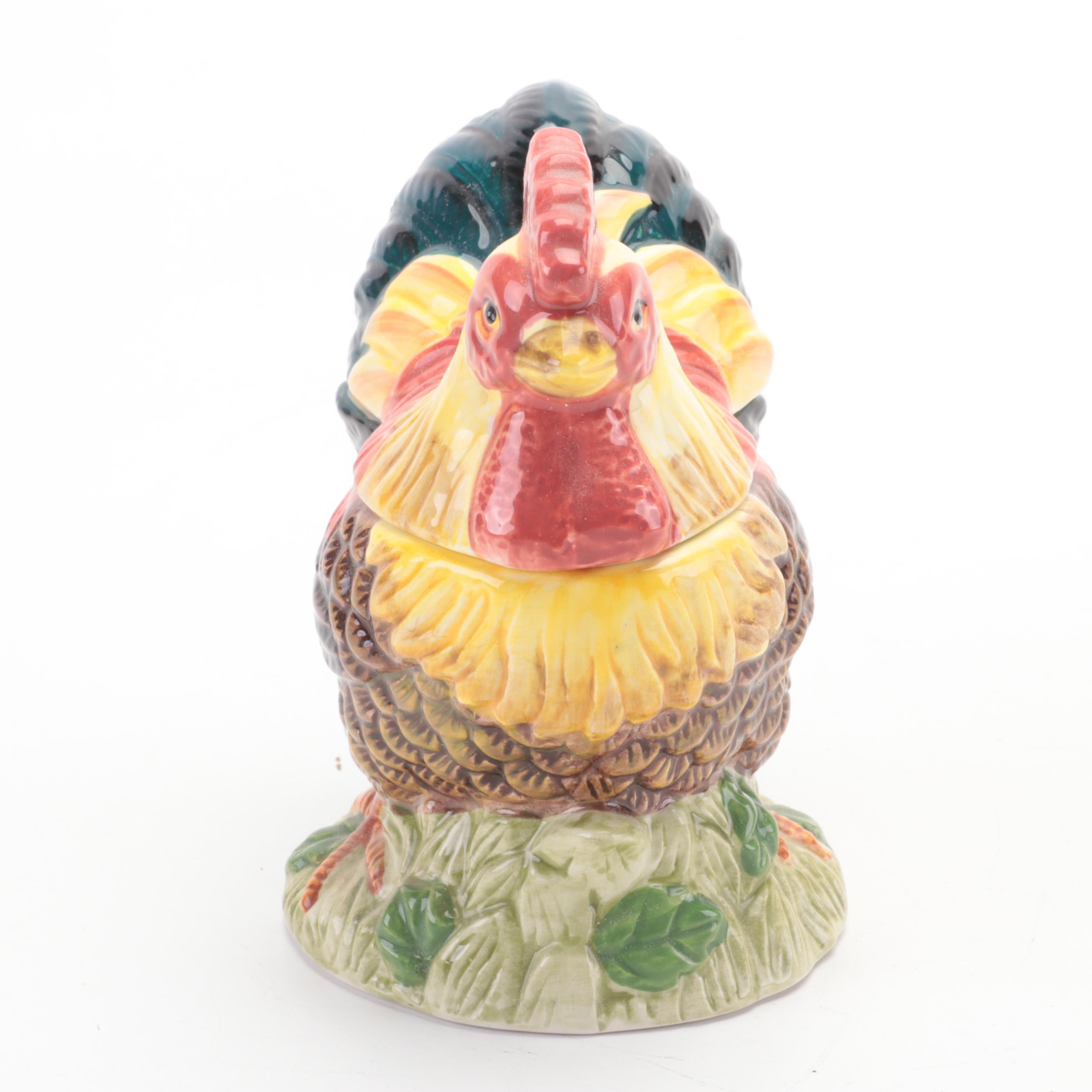 Ceramic Rooster Teapot Set with Other Tableware