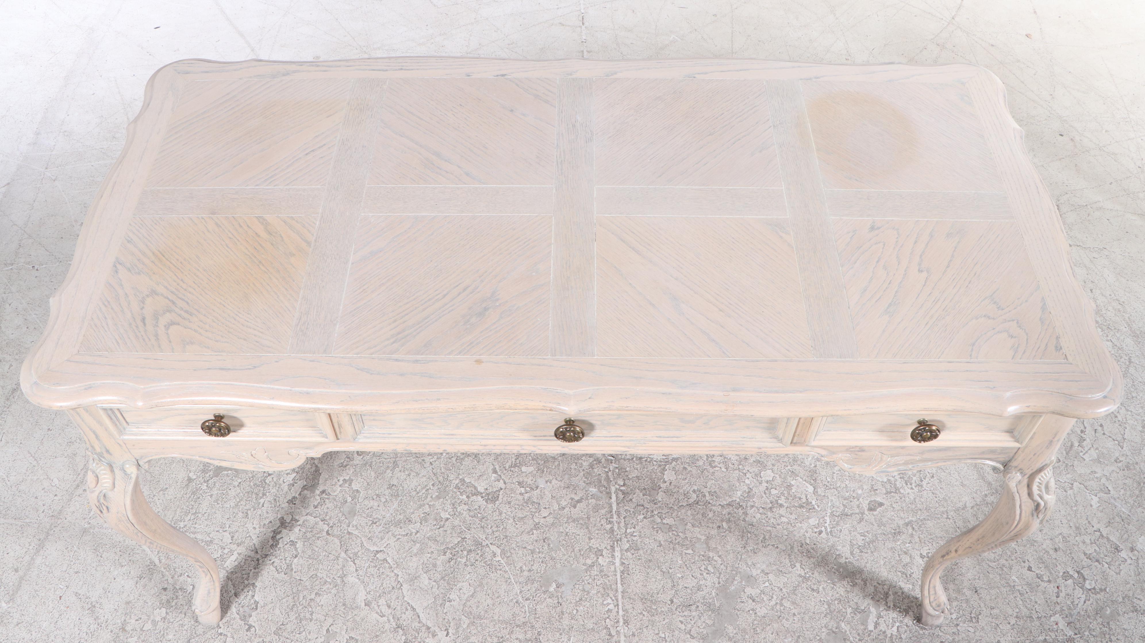 Century Furniture Louis XV Style Cerused Oak Bureau Plat, Late 20th Century