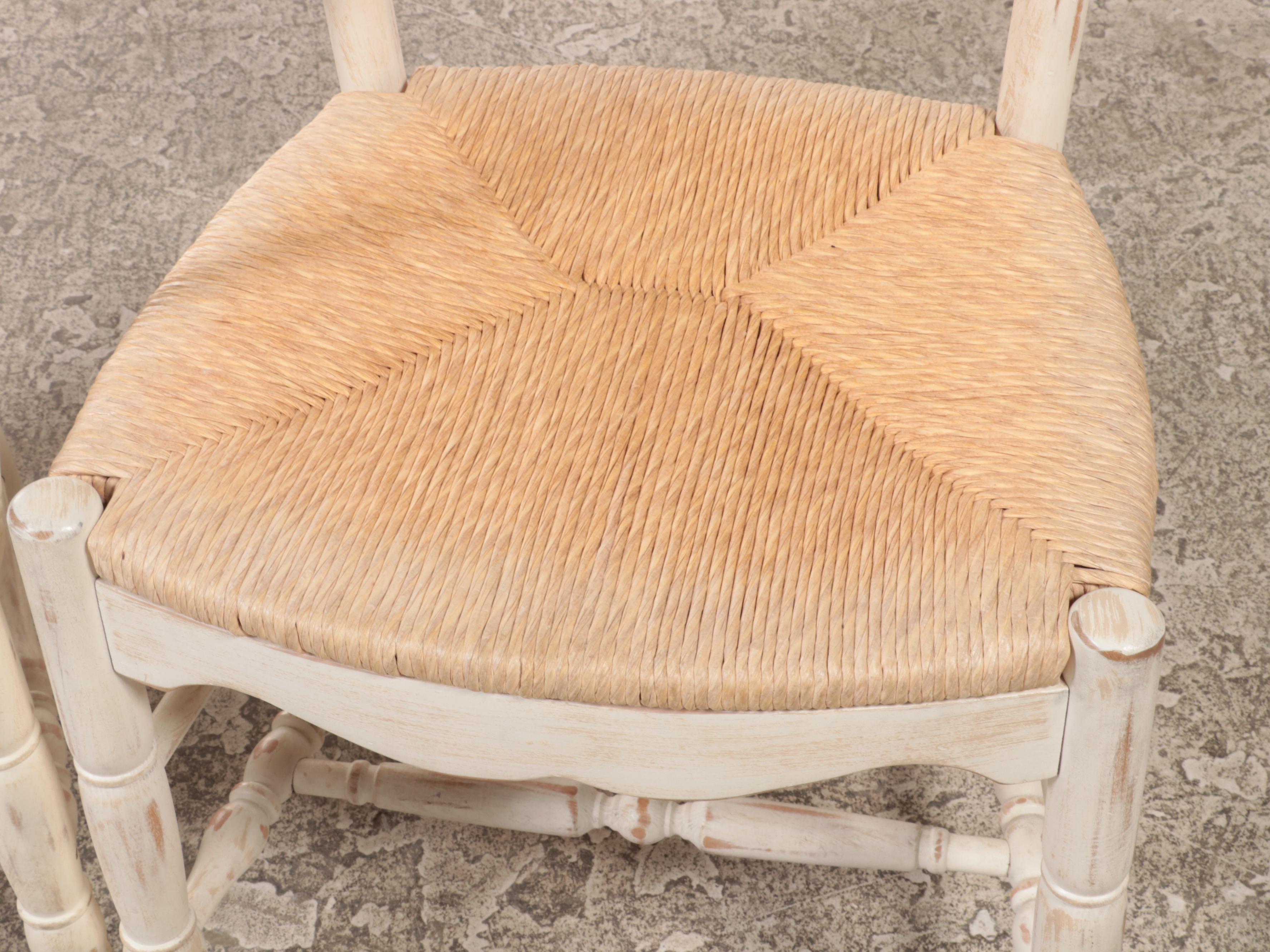 Six French Provincial Style White-Painted Dining Chairs, Late 20th Century