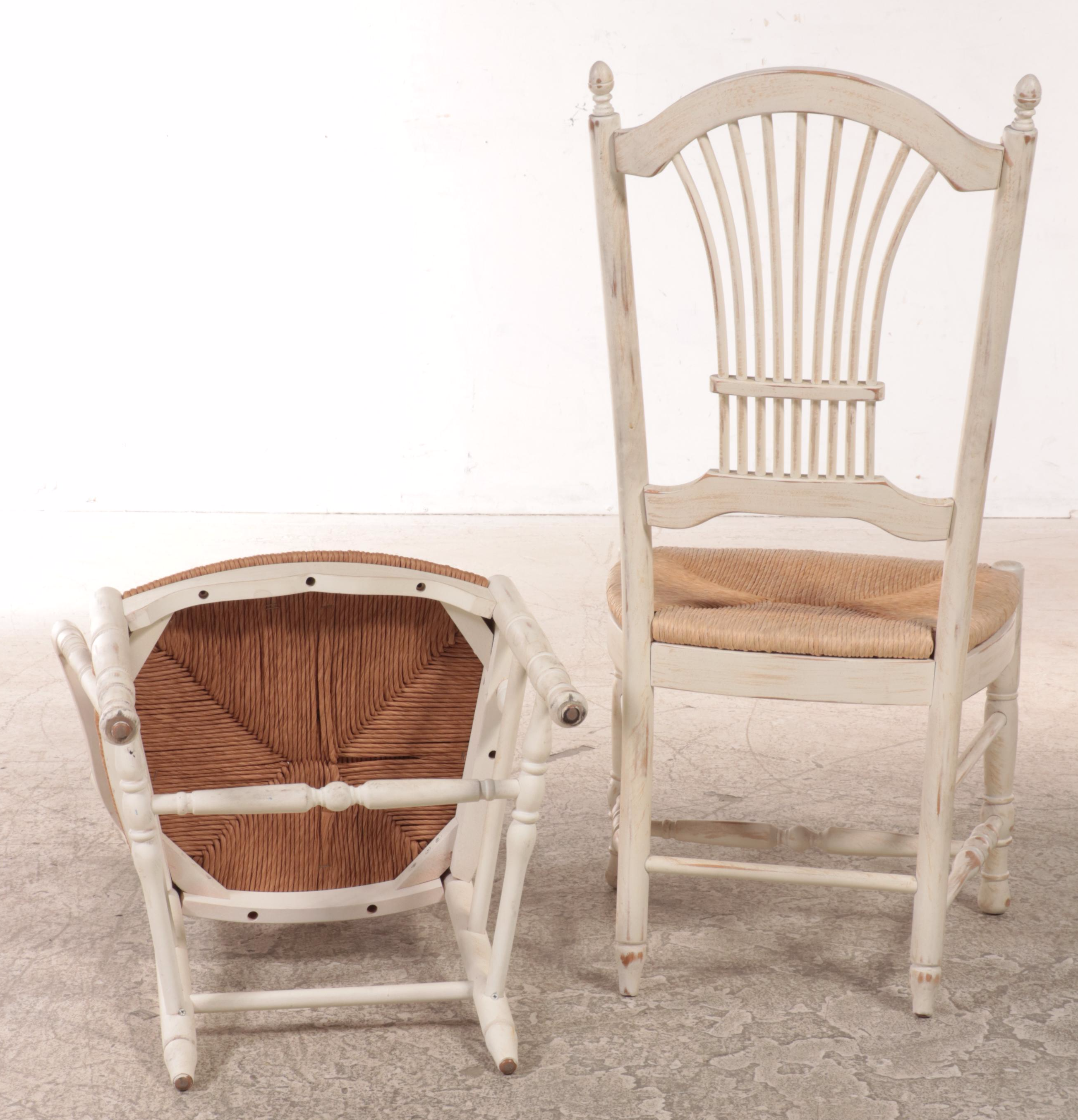 Six French Provincial Style White-Painted Dining Chairs, Late 20th Century
