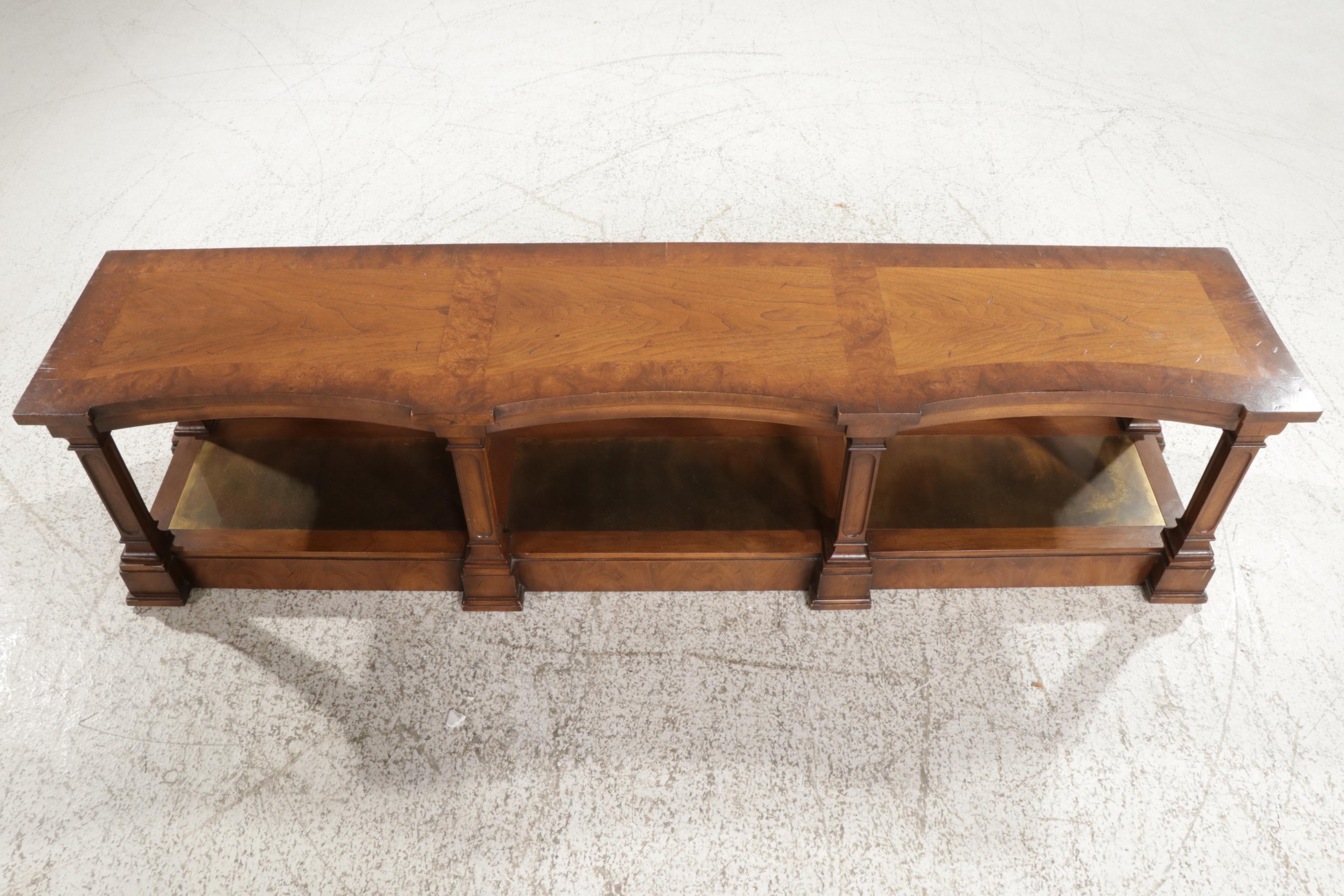 Neoclassical Style Walnut Low Console Table, Late 20th Century