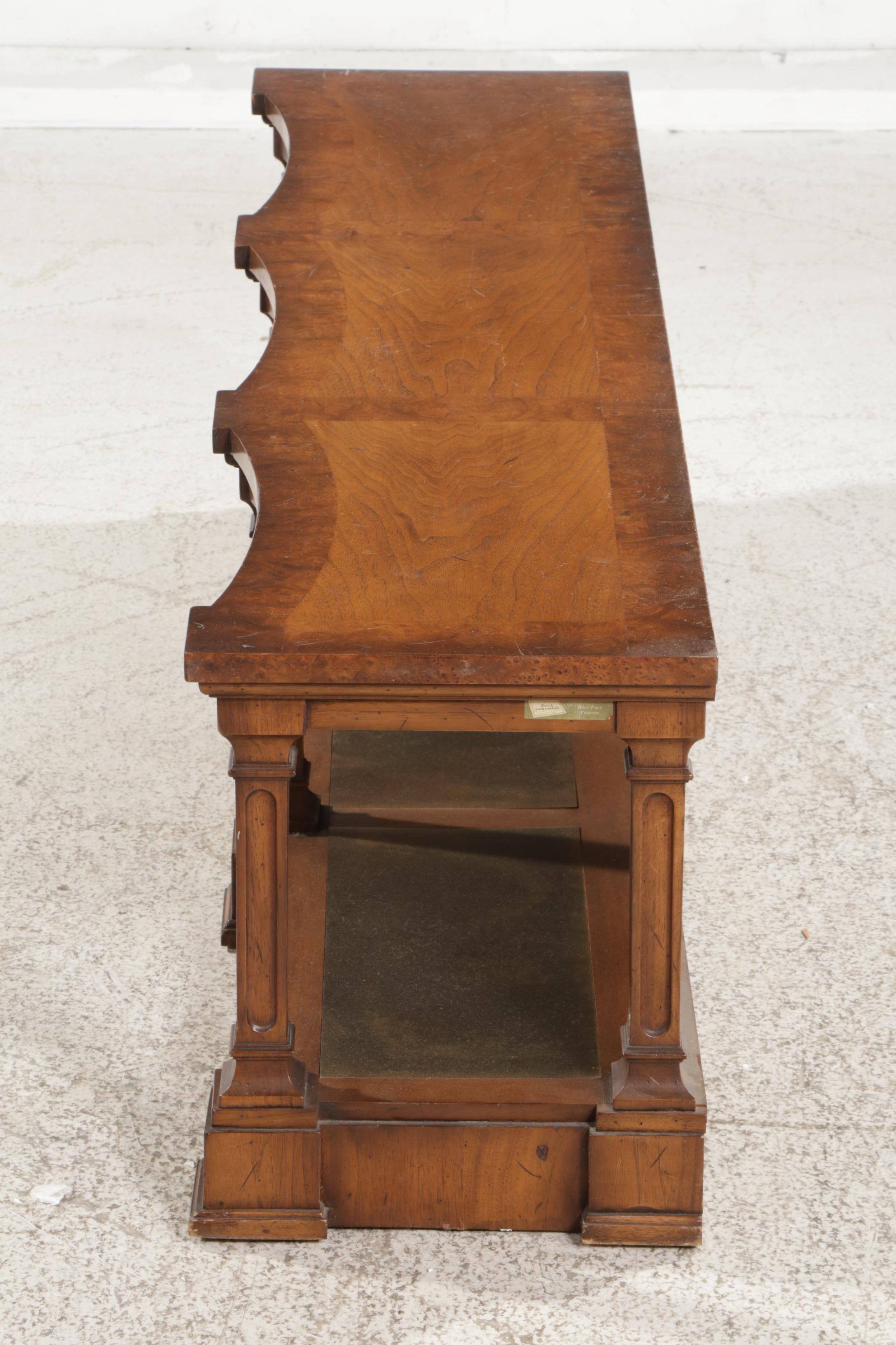 Neoclassical Style Walnut Low Console Table, Late 20th Century
