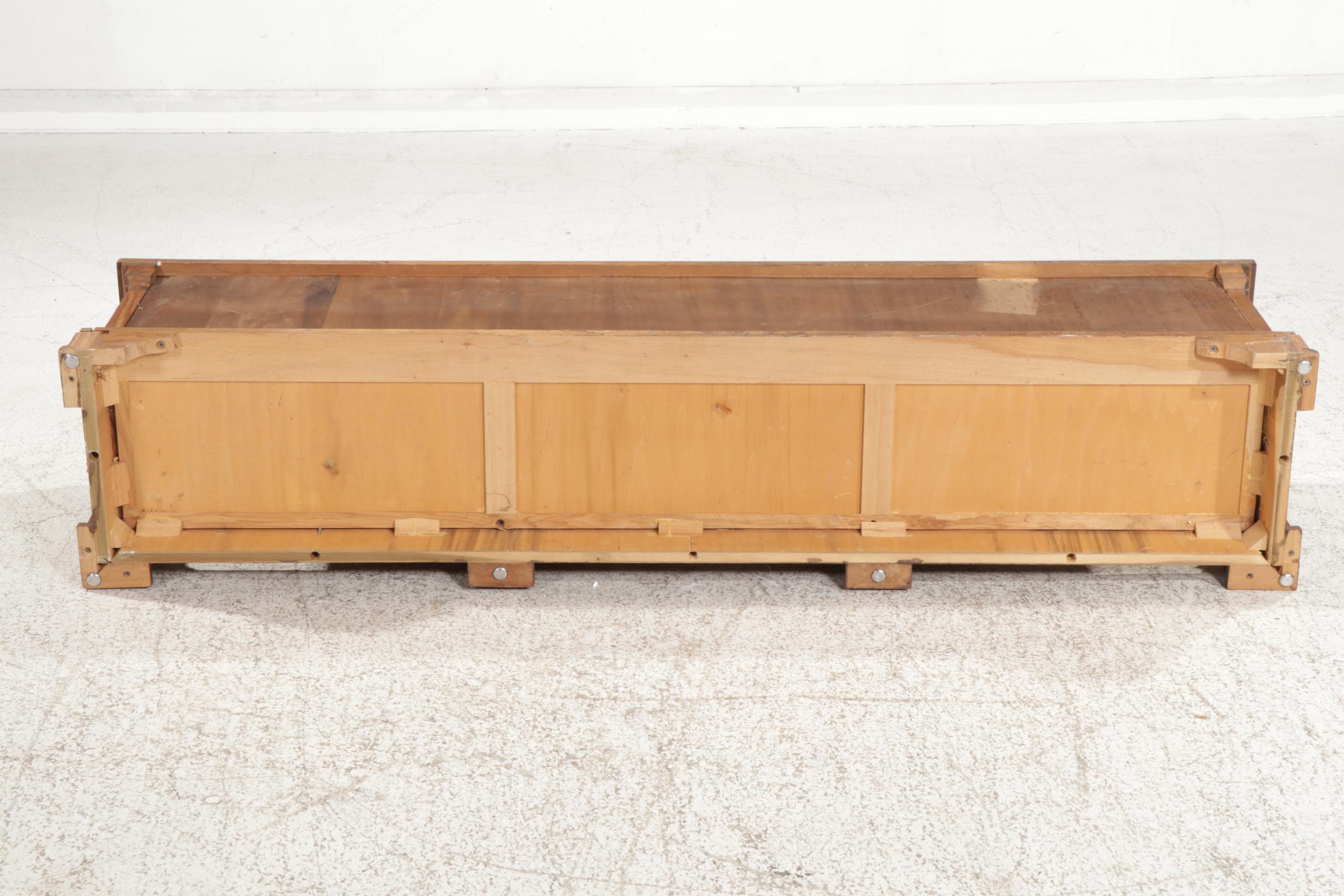 Neoclassical Style Walnut Low Console Table, Late 20th Century