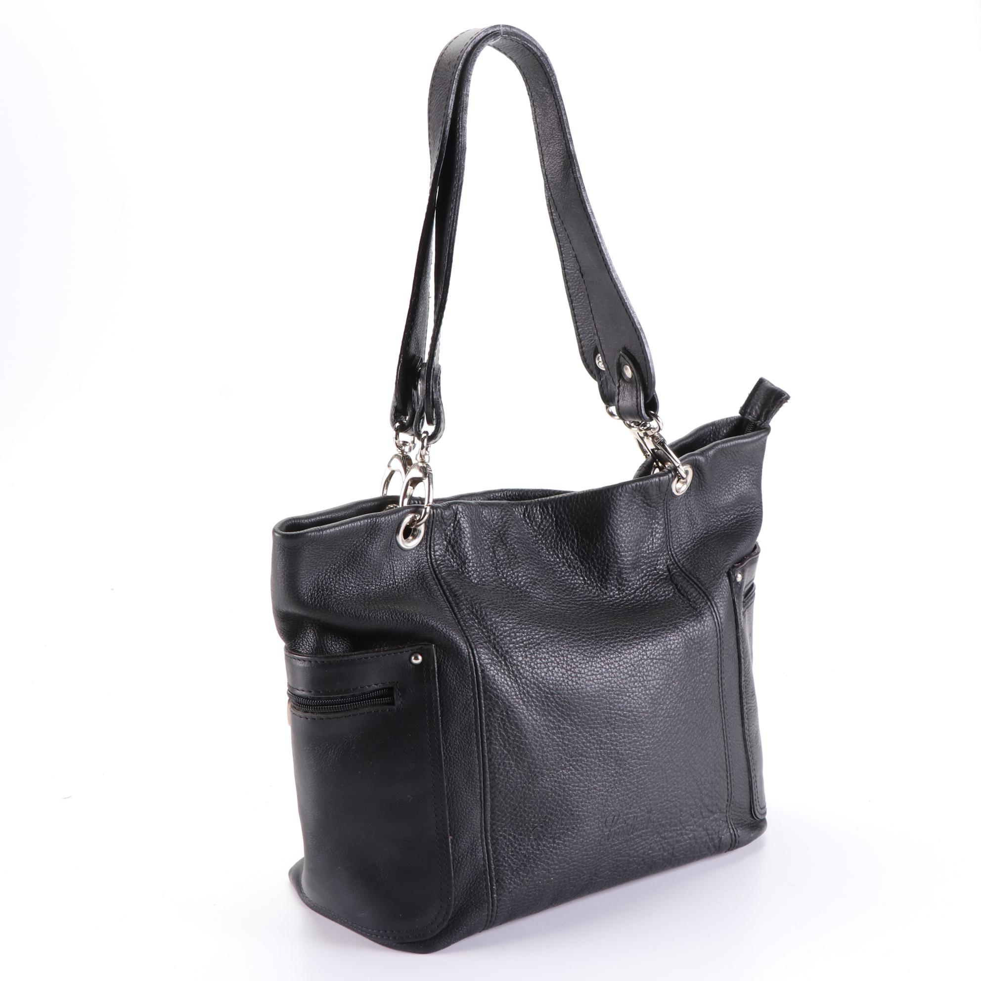 Cristina Black Leather Shoulder Bag