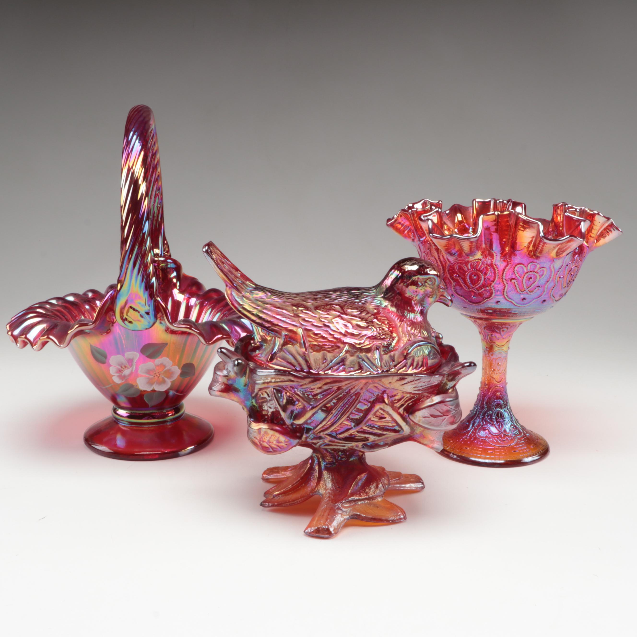 Fenton and Westmoreland Carnival Glass Bowls and Candy Dish