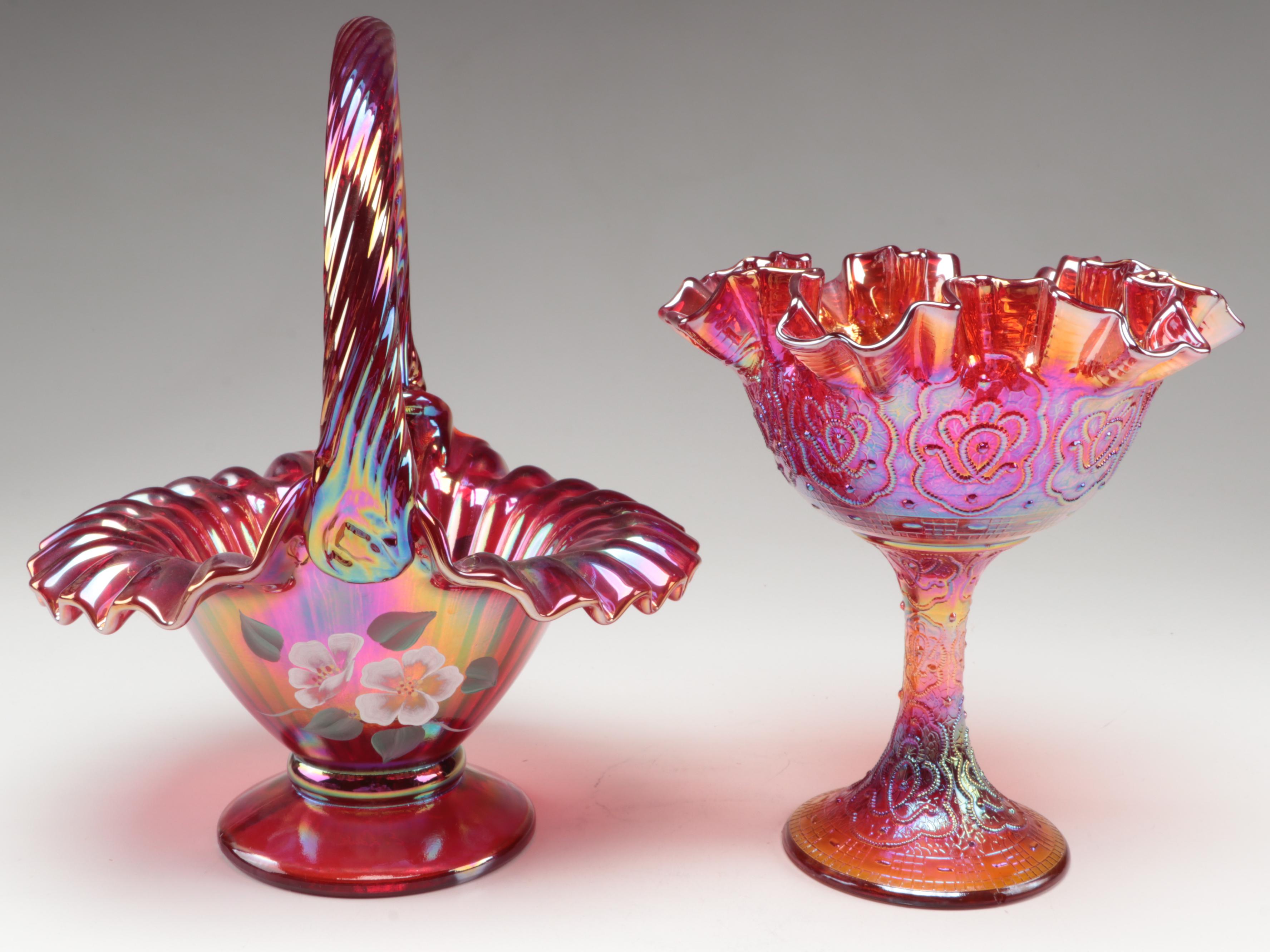 Fenton and Westmoreland Carnival Glass Bowls and Candy Dish