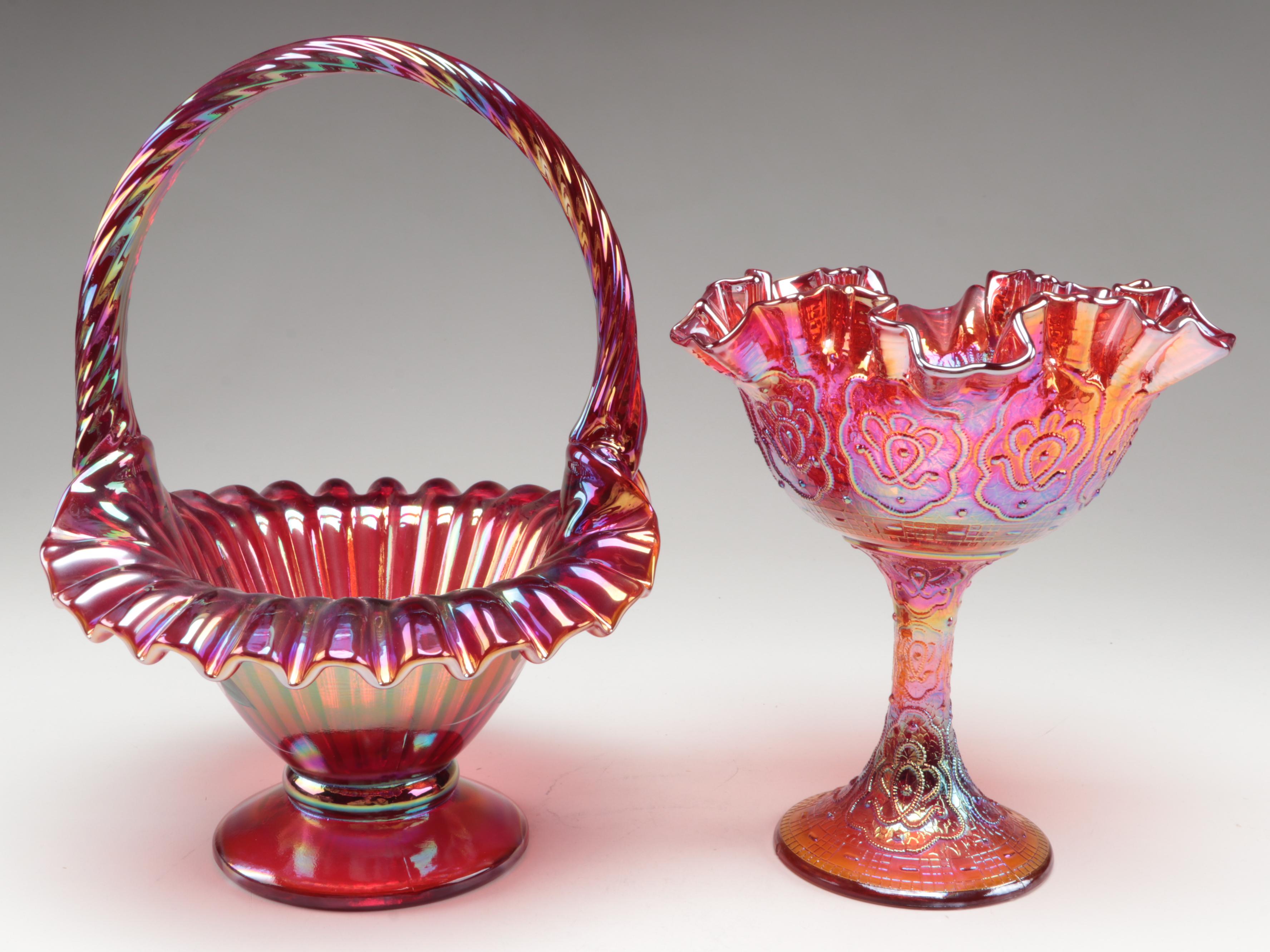 Fenton and Westmoreland Carnival Glass Bowls and Candy Dish