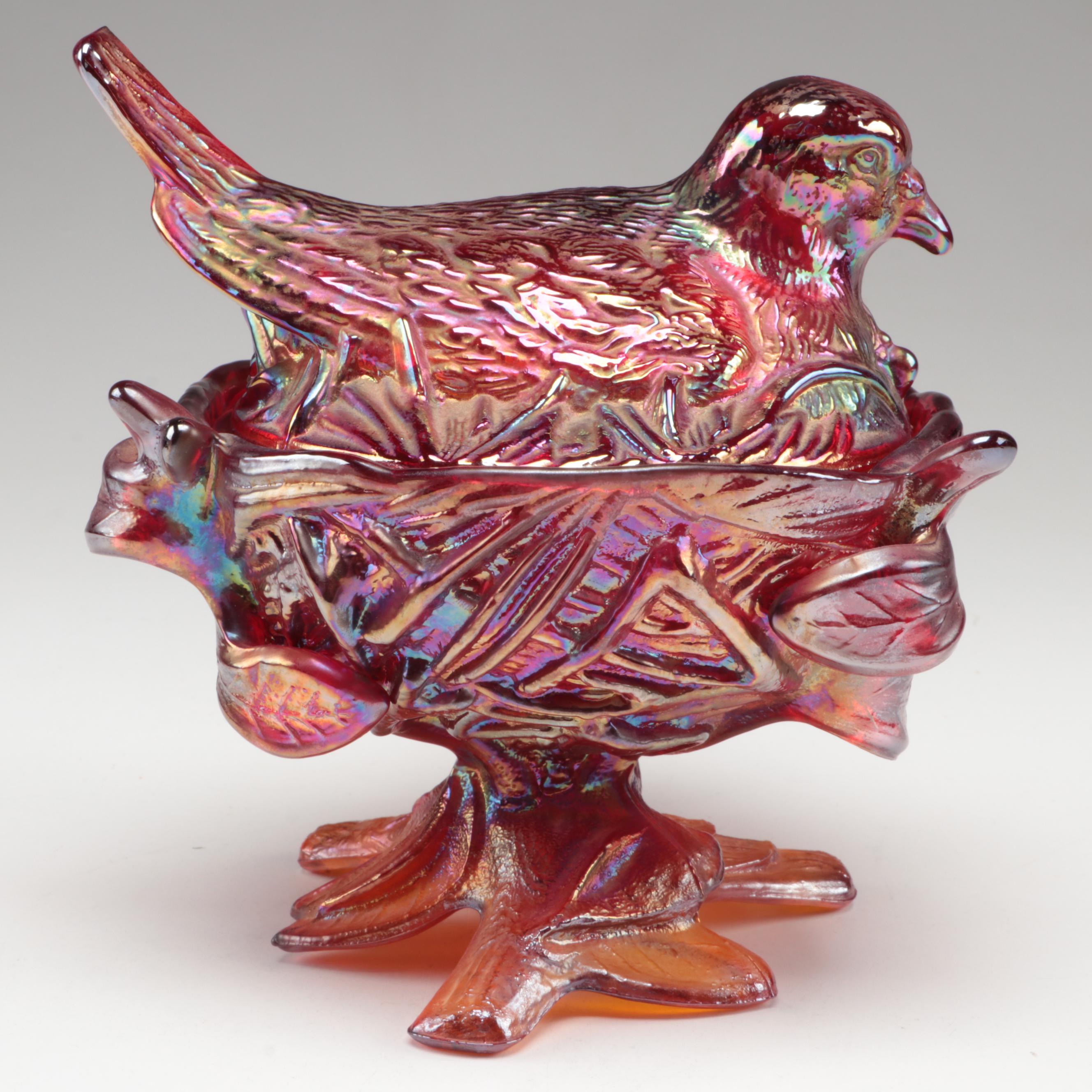 Fenton and Westmoreland Carnival Glass Bowls and Candy Dish