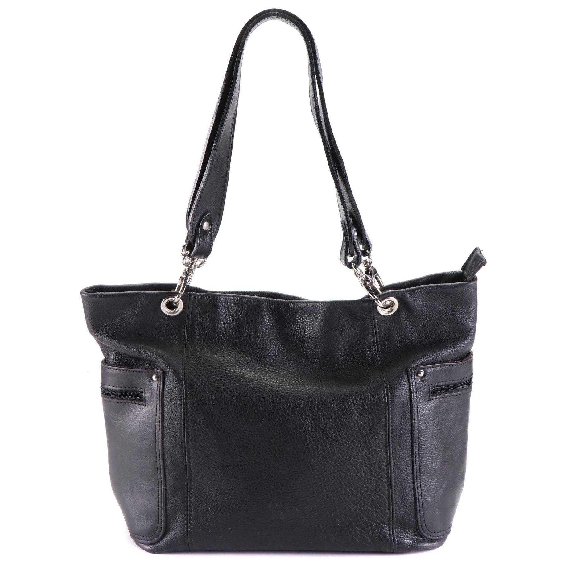 Cristina Black Leather Shoulder Bag