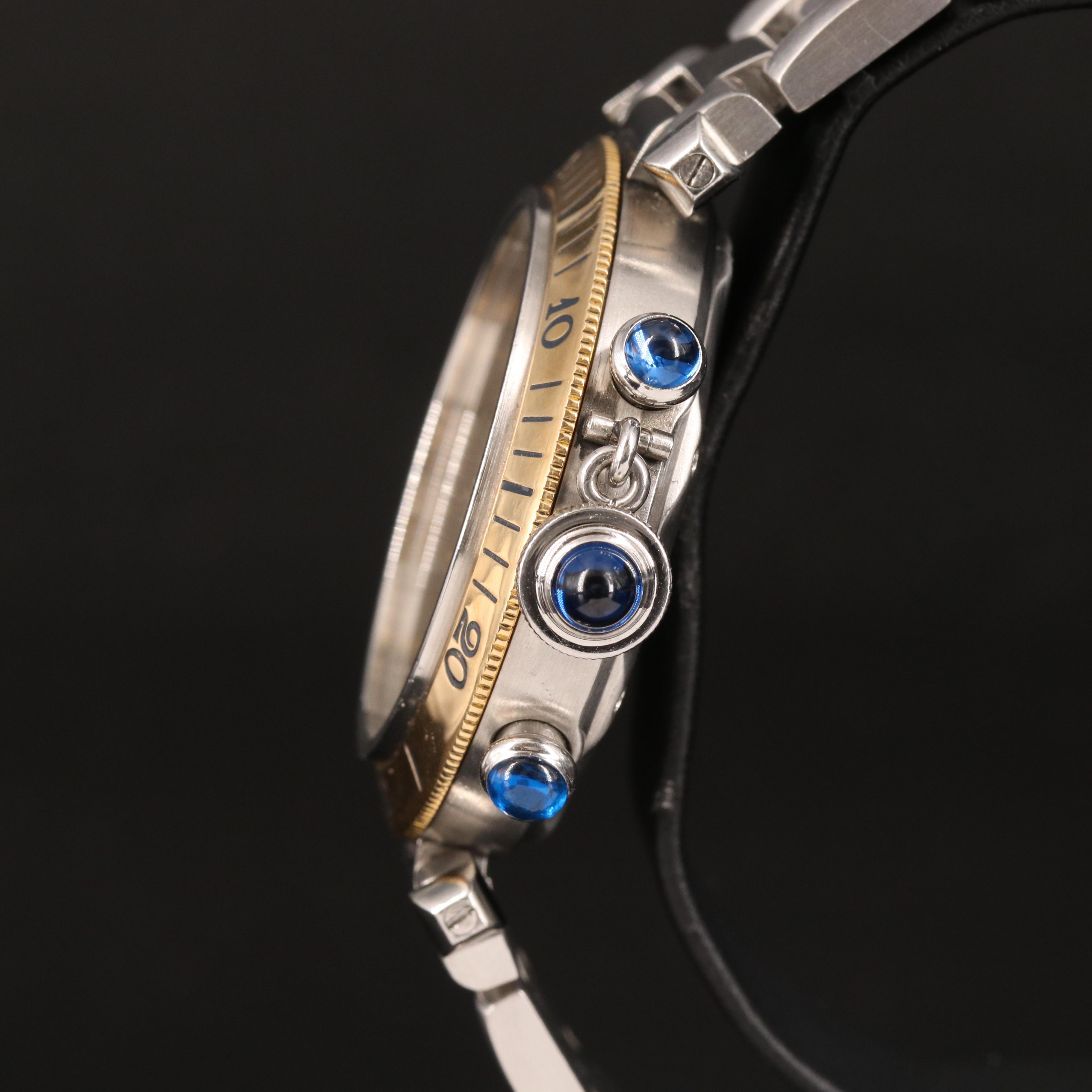 Cartier Pasha de Cartier Chronograph 18K and Stainless Guilloche Dial Watch