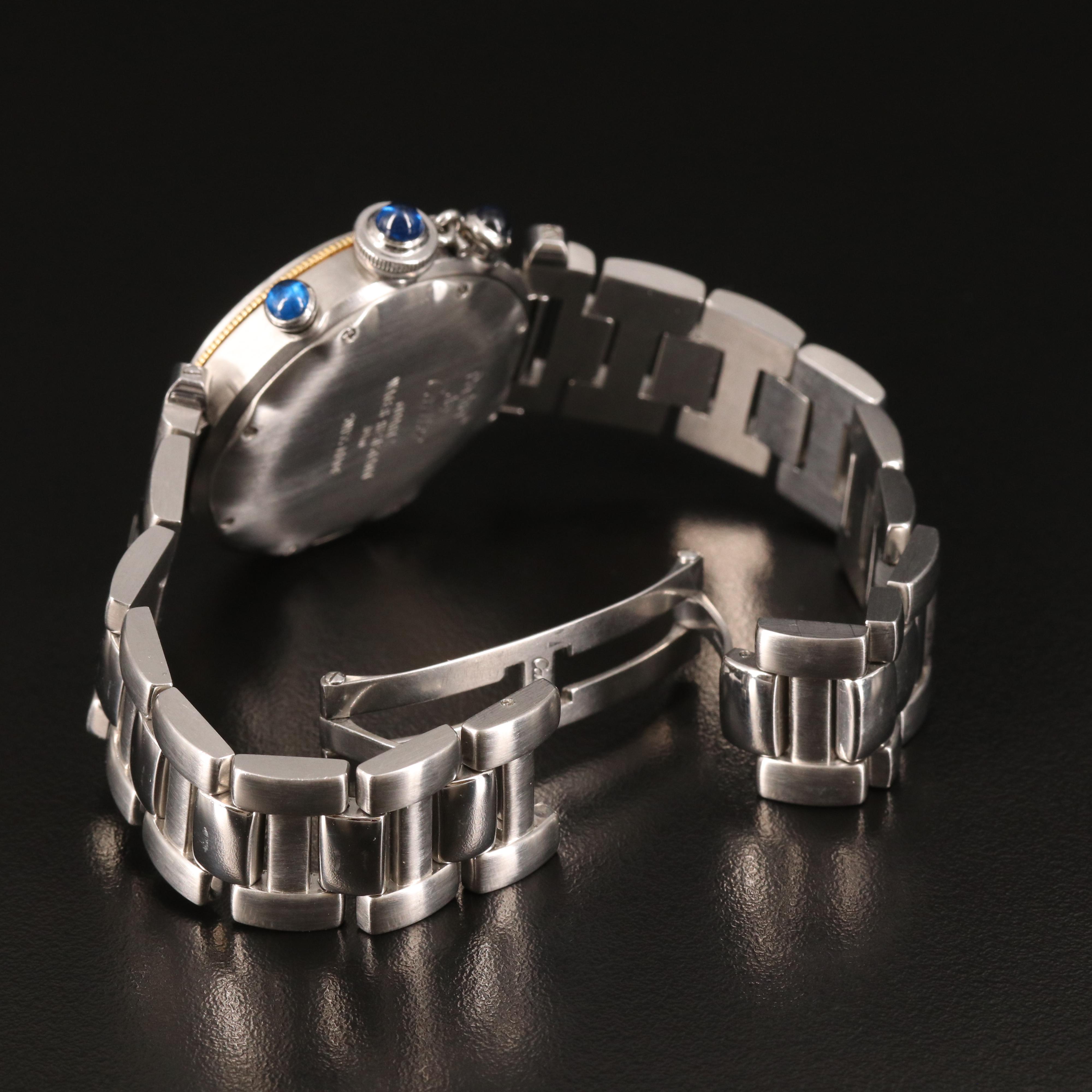 Cartier Pasha de Cartier Chronograph 18K and Stainless Guilloche Dial Watch