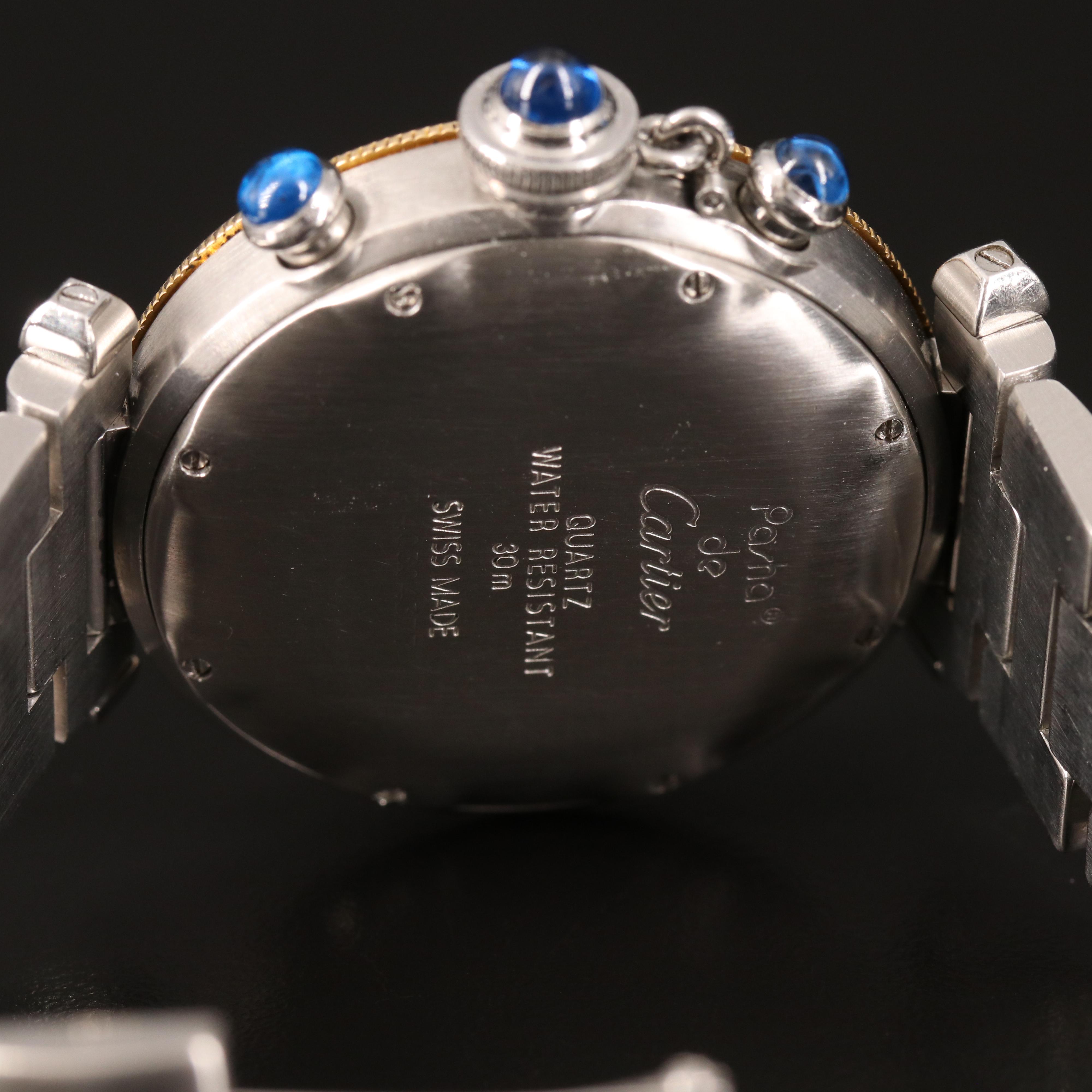 Cartier Pasha de Cartier Chronograph 18K and Stainless Guilloche Dial Watch