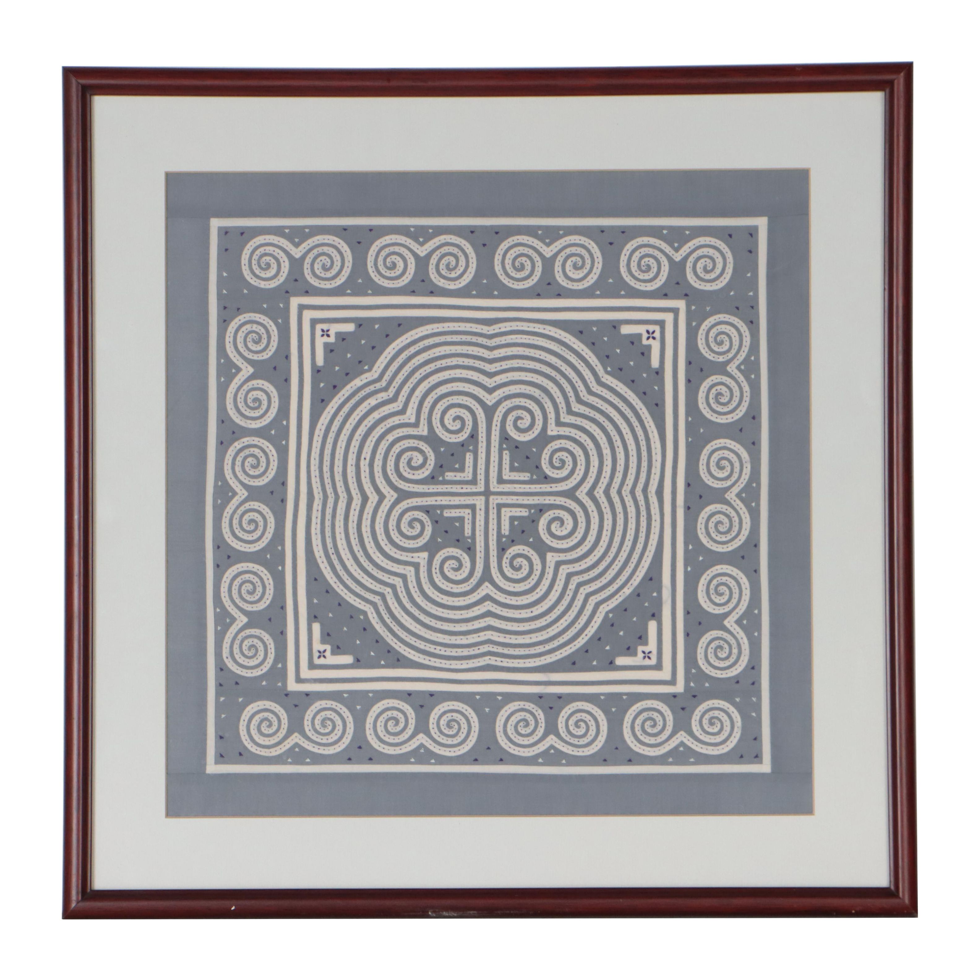 Hmong Story Cloth Paj Ntaub Reverse Appliqué Embroidered Panel