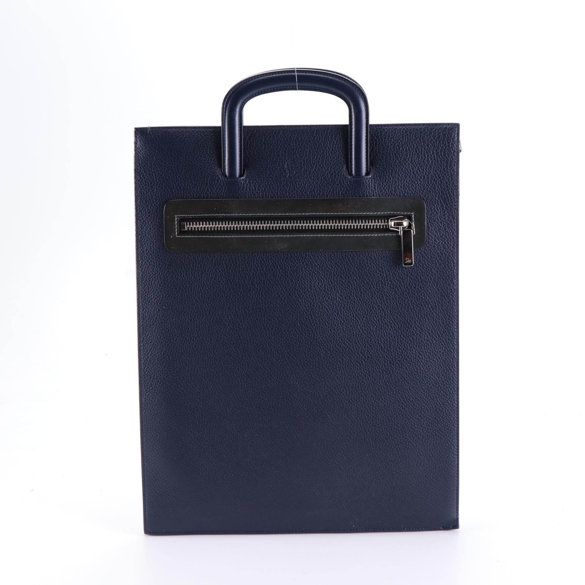 Christian Louboutin Large Trictrac Portfolio Bag in Spiked Grained Leather