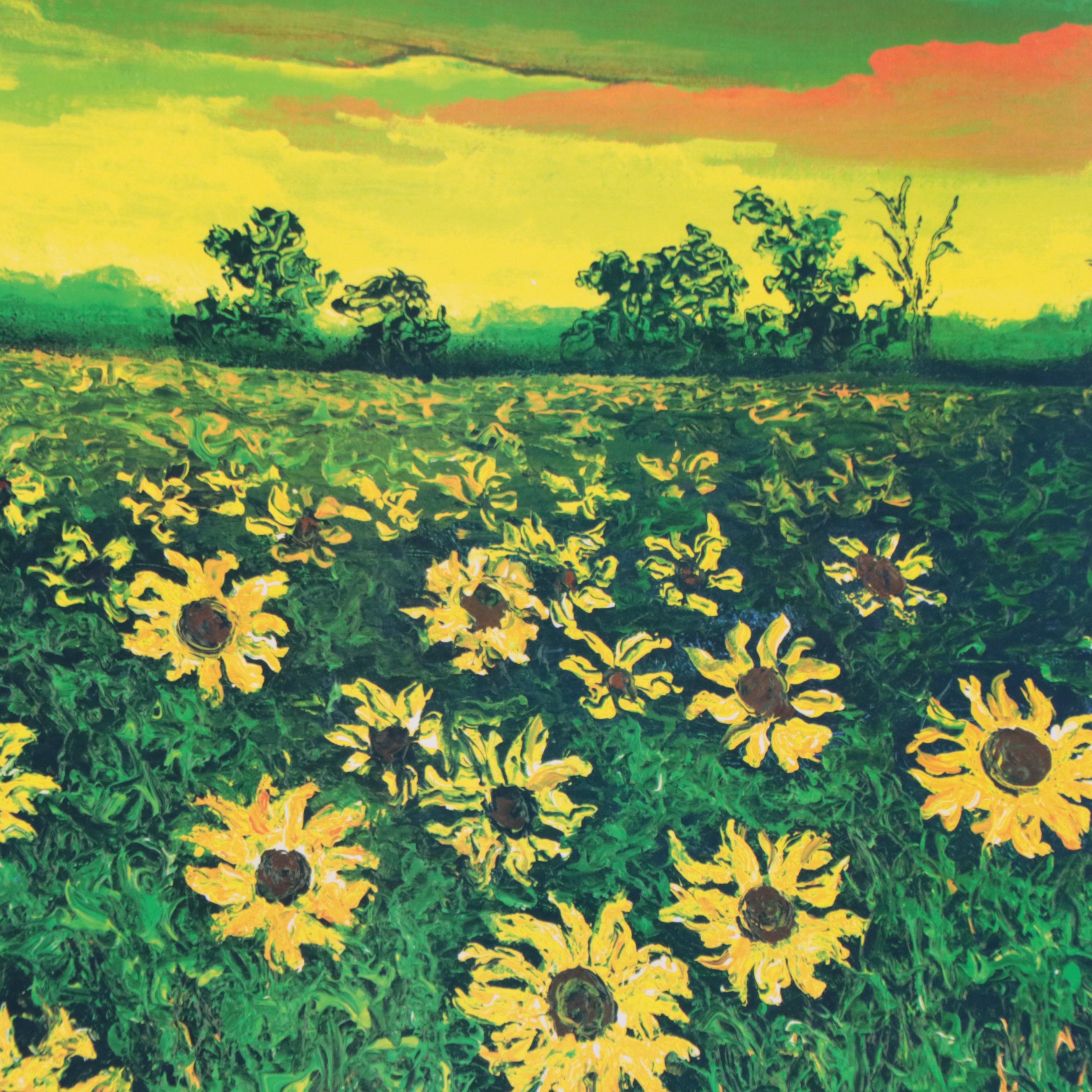 Seriolithograph After David Najar "Sunflowers At Dusk," 2013