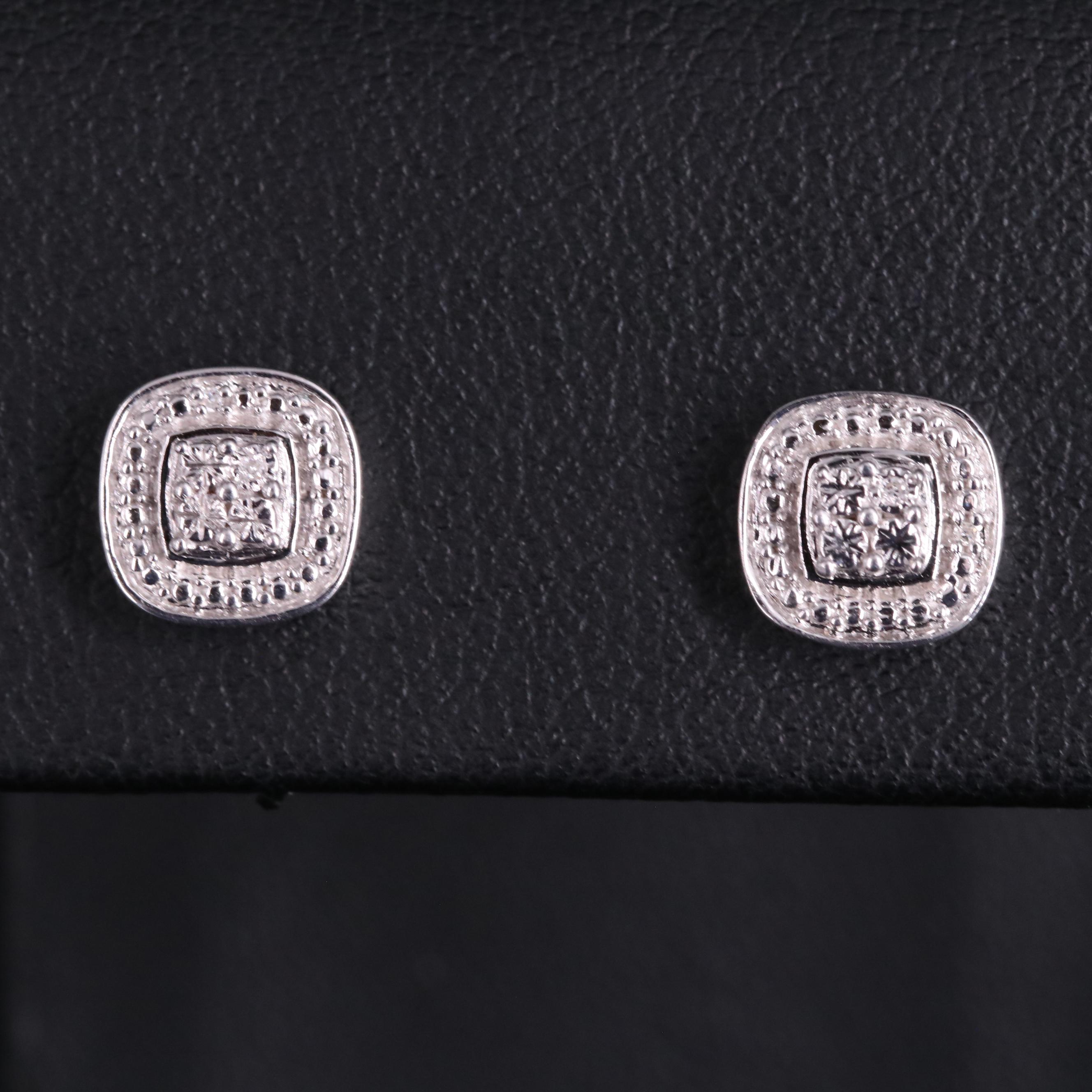 Sterling Diamond Cluster Stud Earrings