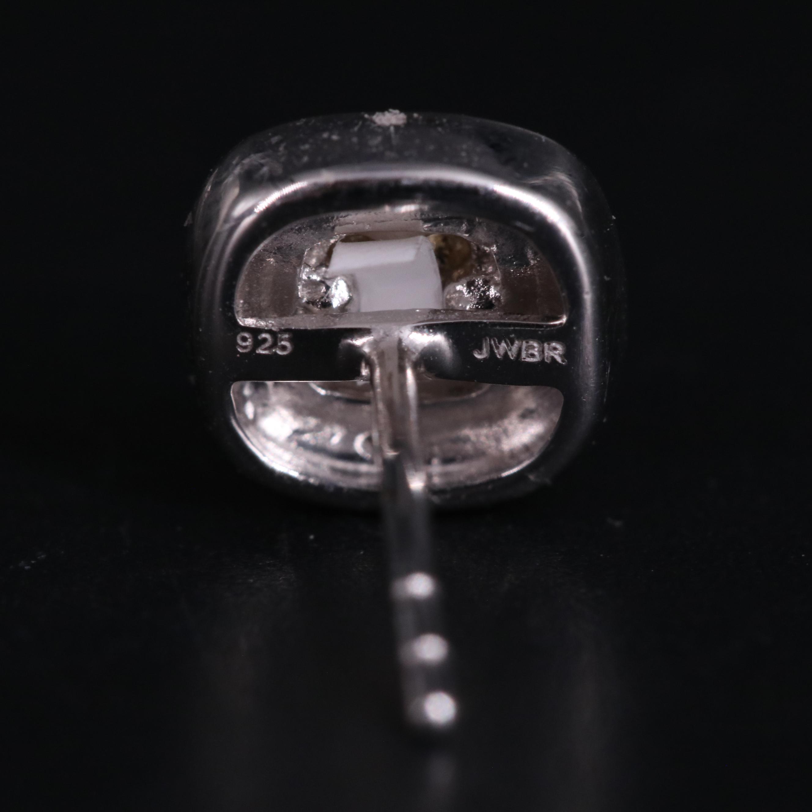 Sterling Diamond Cluster Stud Earrings