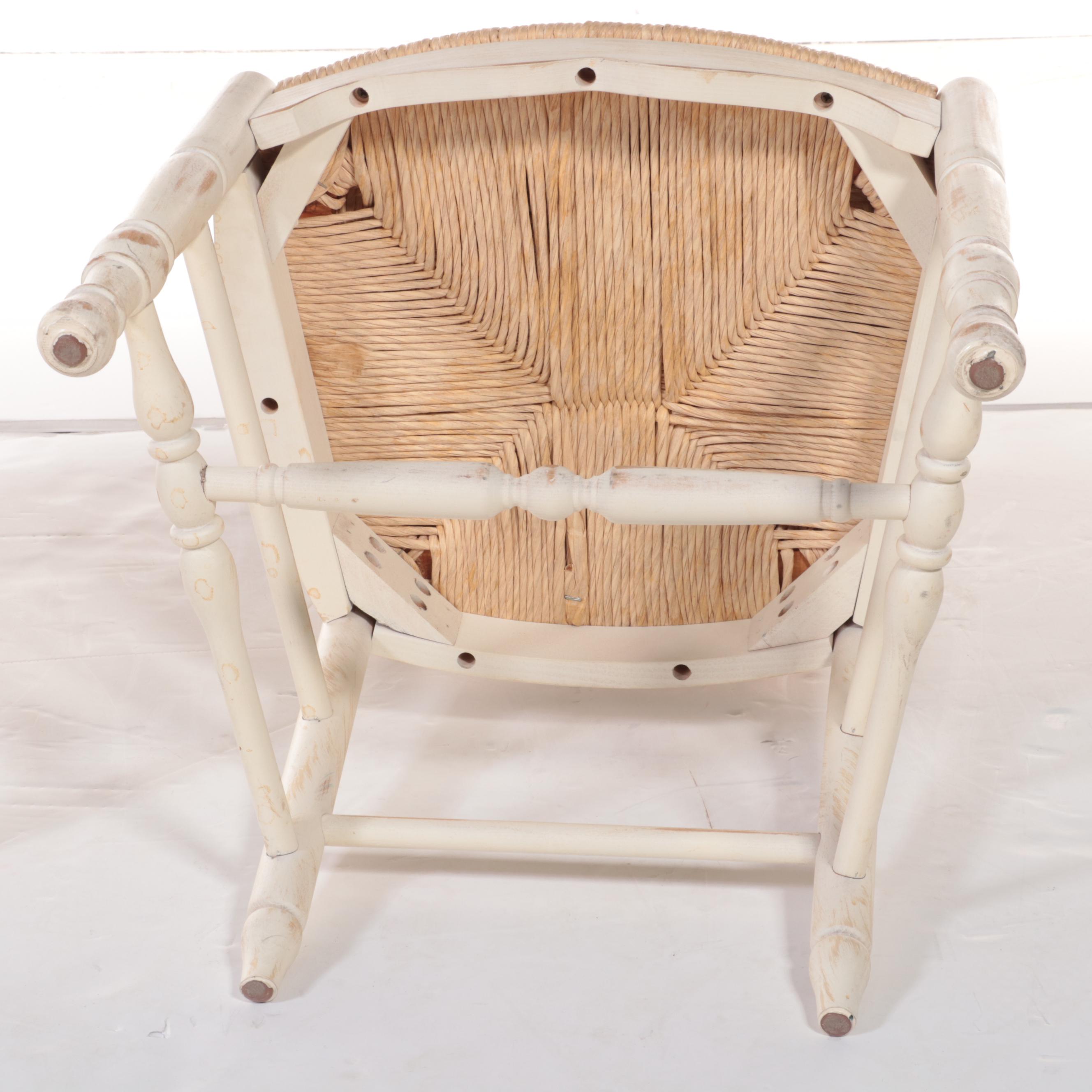 Six French Provincial Style White-Painted Dining Chairs, Late 20th Century