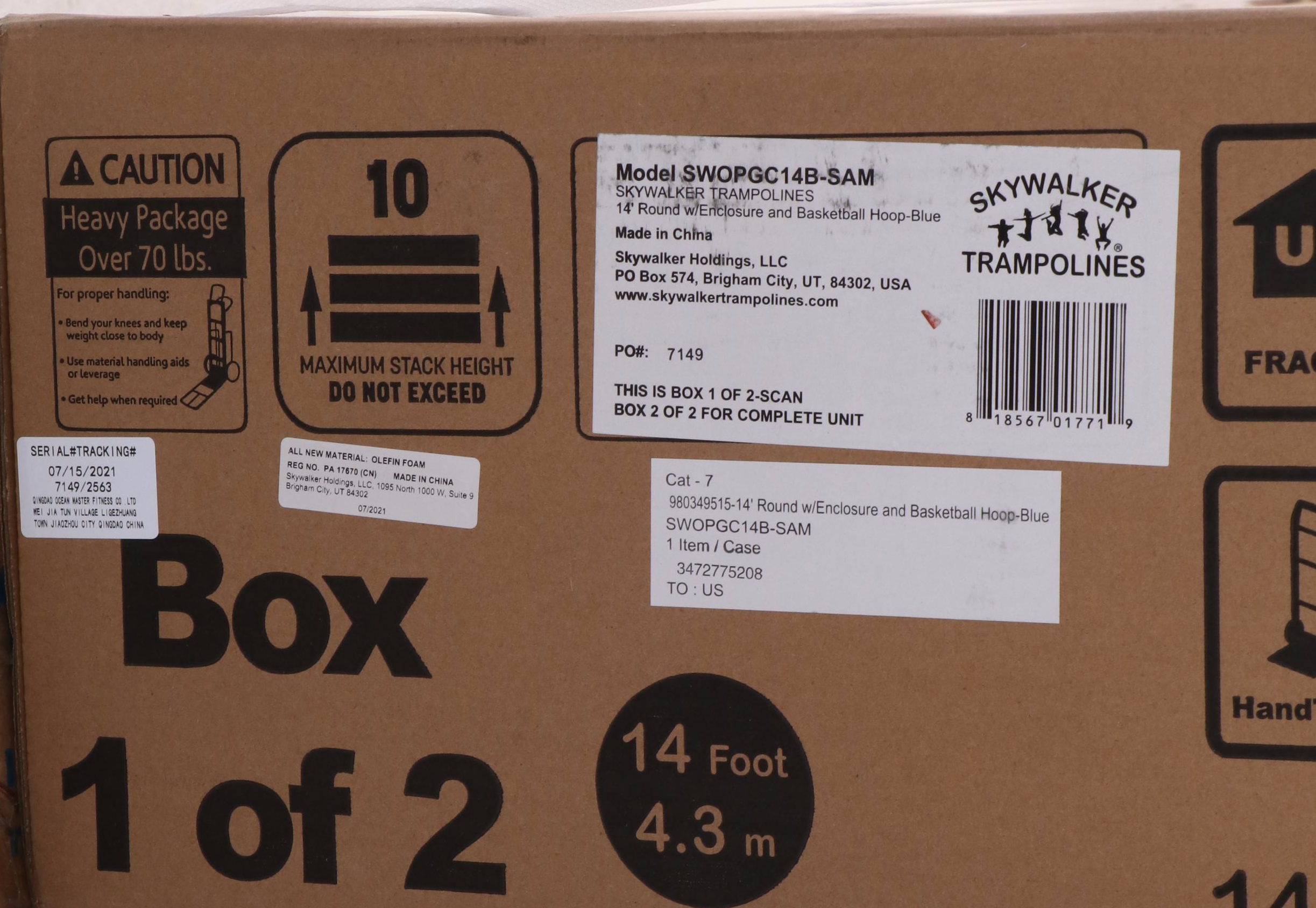 Skywalker 14' Round Trampoline with Enclosure and Basketball Hoop