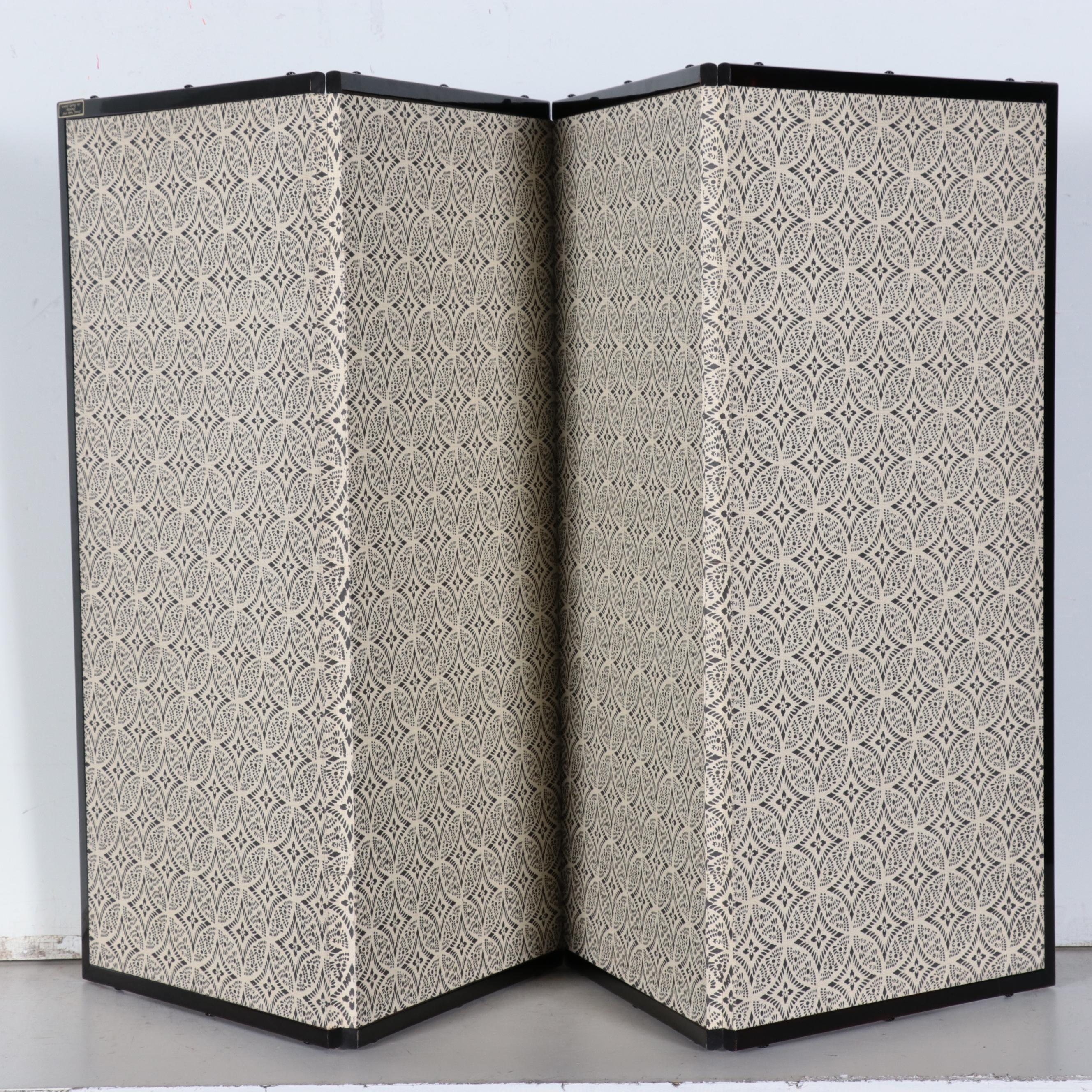 Japanese Hand-Painted Narrative Folding Screen