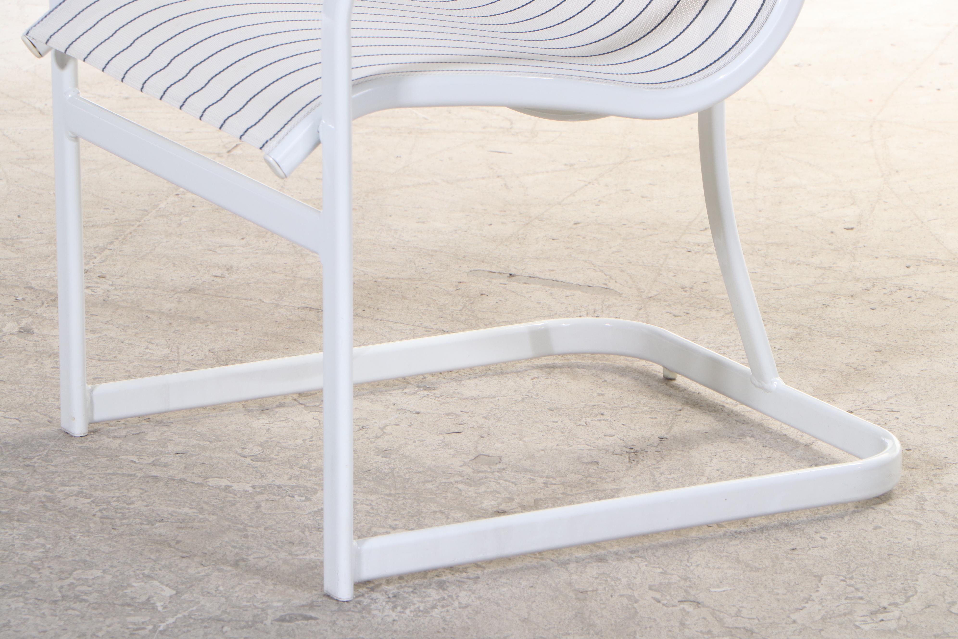 Six Winston White Powder-Coated Aluminum and Synthetic Sling Patio Armchairs