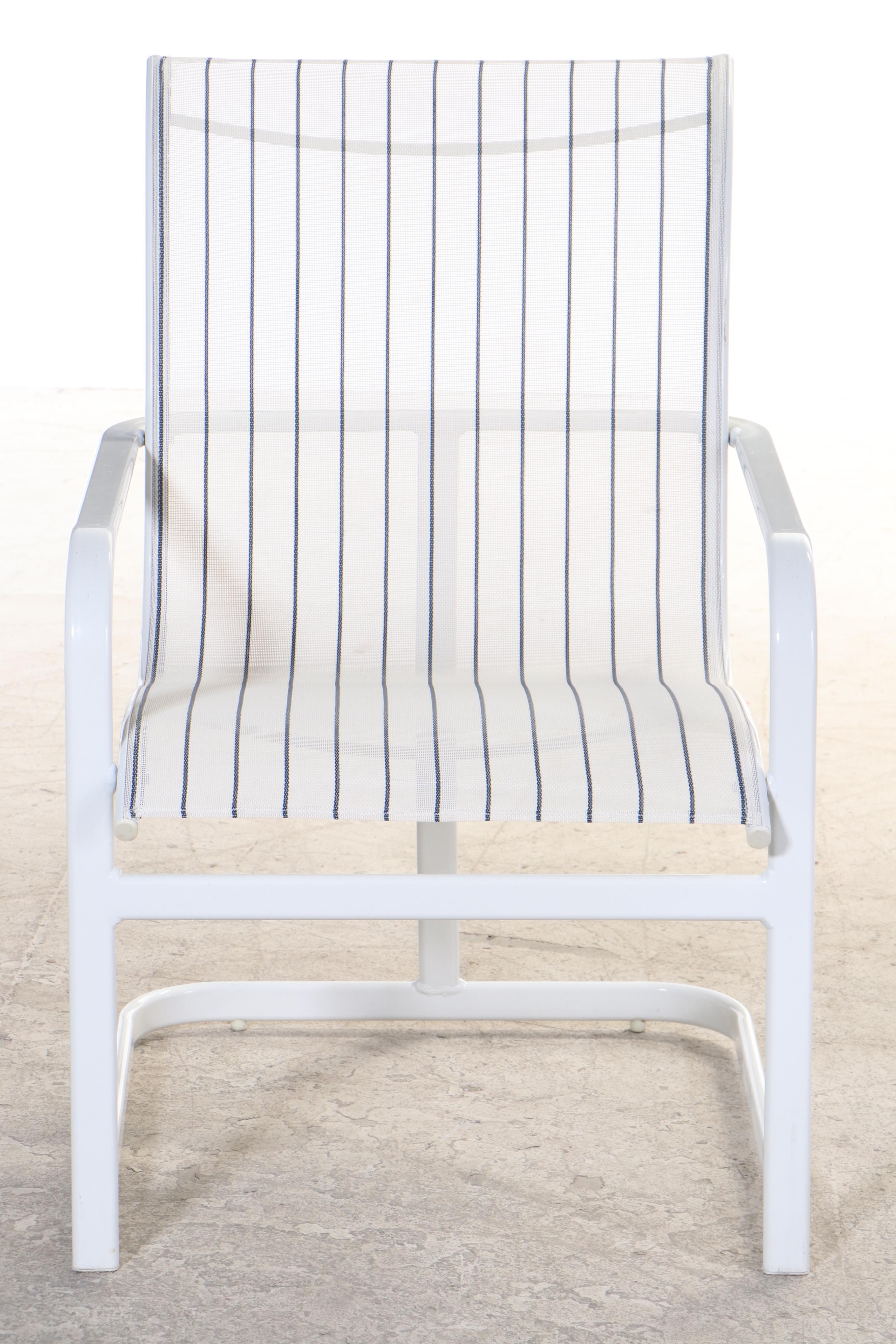 Six Winston White Powder-Coated Aluminum and Synthetic Sling Patio Armchairs