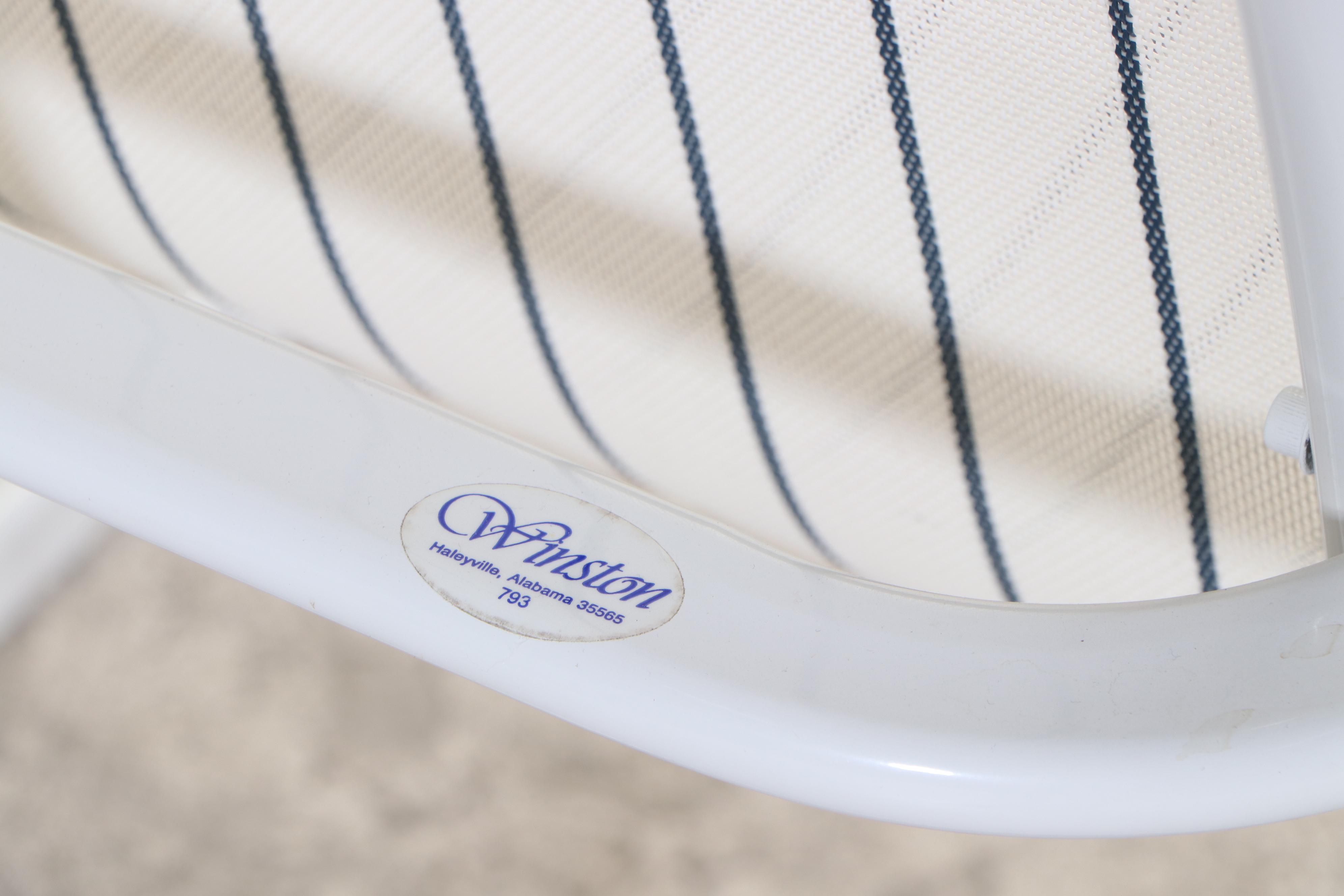 Six Winston White Powder-Coated Aluminum and Synthetic Sling Patio Armchairs