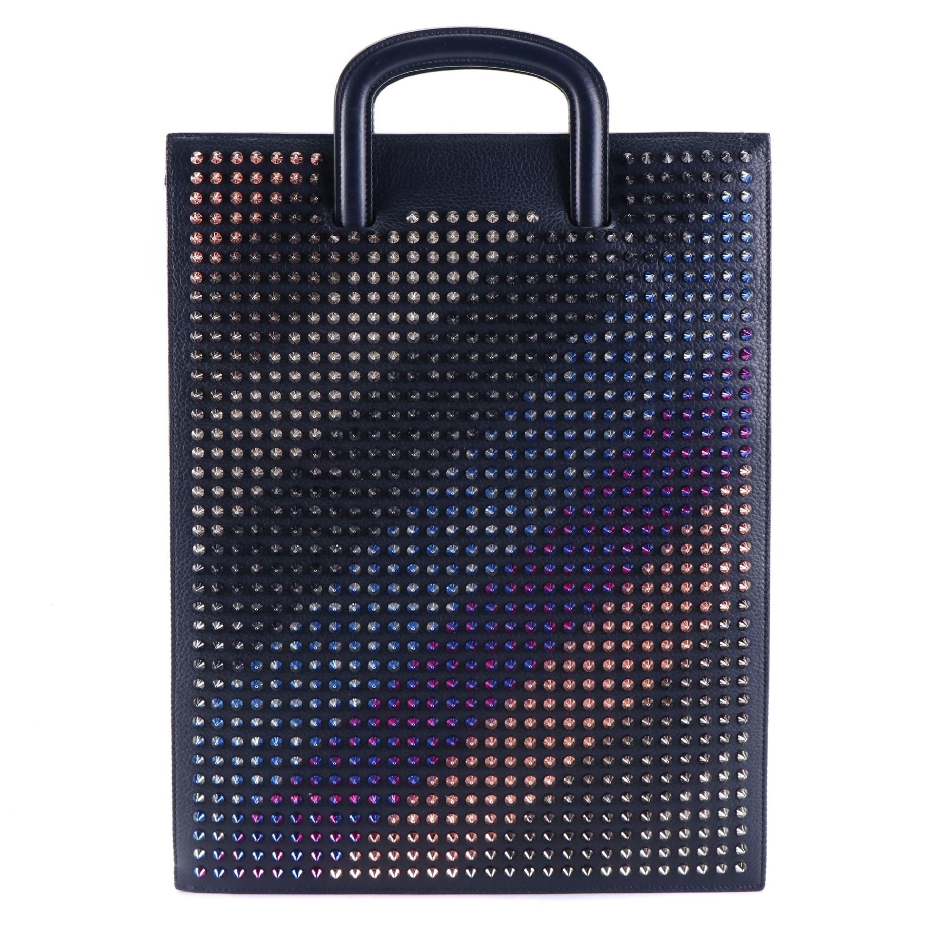 Christian Louboutin Large Trictrac Portfolio Bag in Spiked Grained Leather