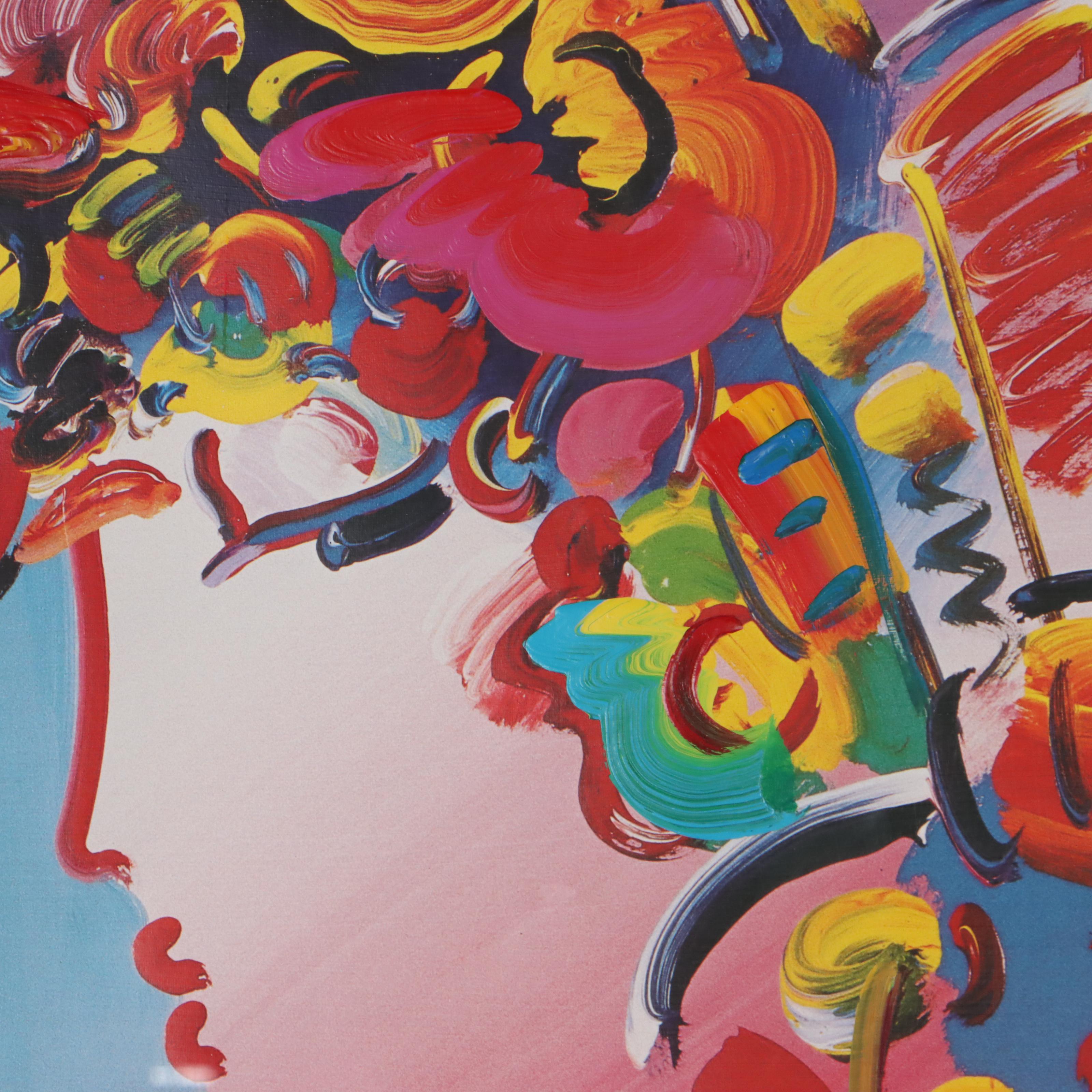 Peter Max Mixed Media Painting "Blushing Beauty"