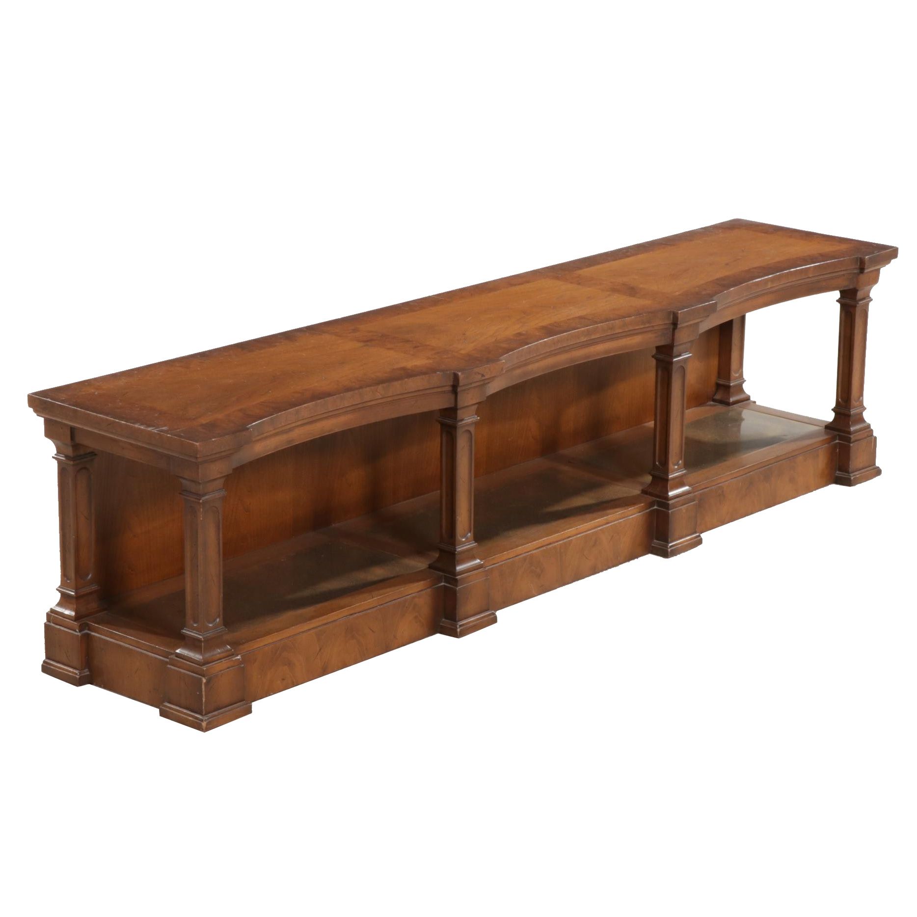 Neoclassical Style Walnut Low Console Table, Late 20th Century