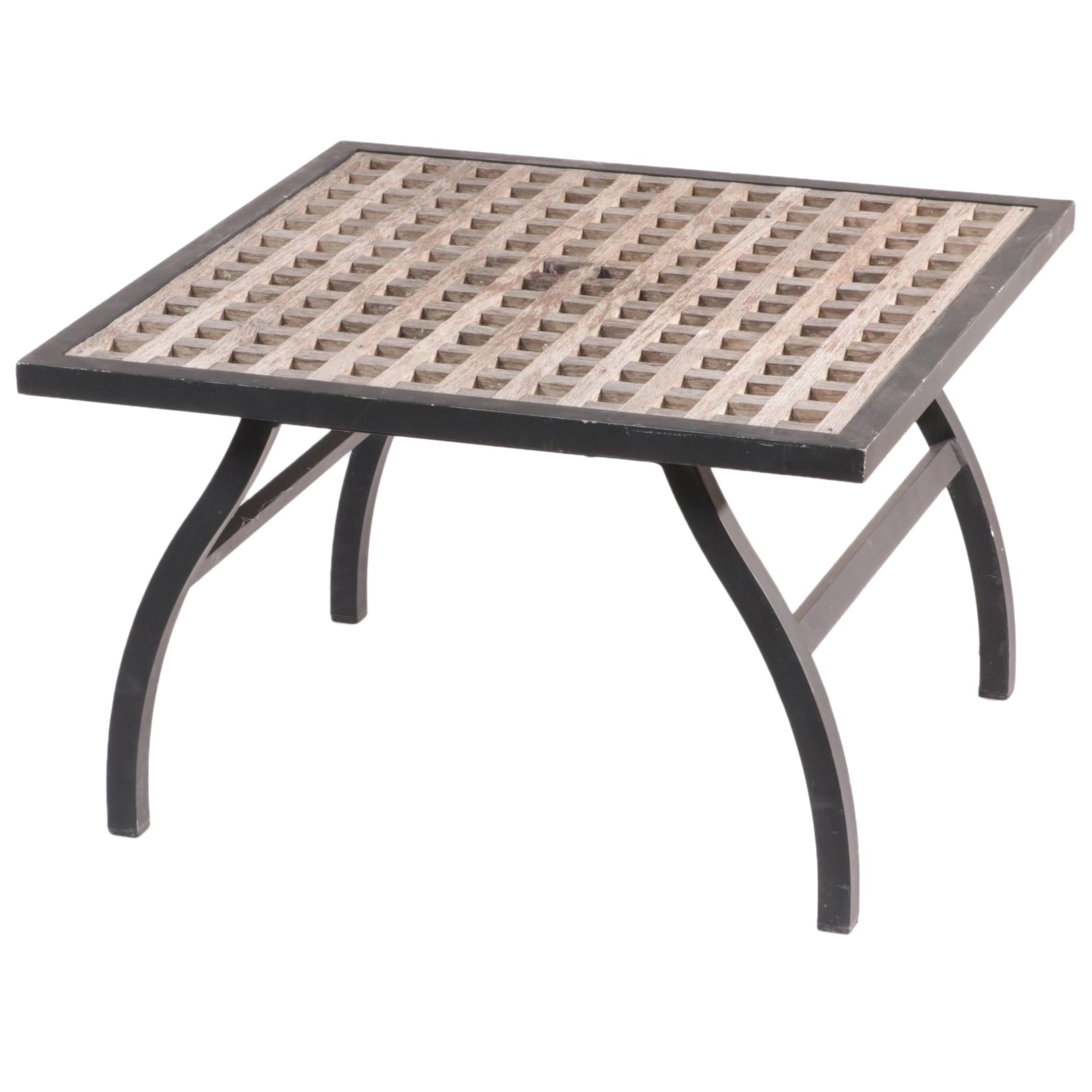 Teak and Aluminum Framed Patio End Table