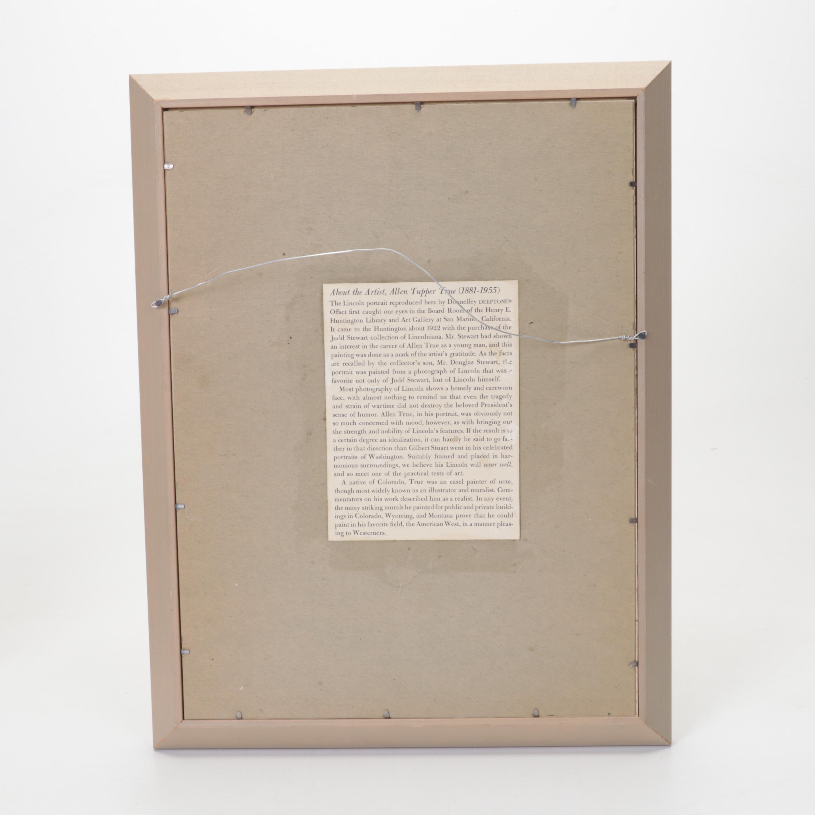 Offset Lithograph After Allen Tupper True "Abraham Lincoln," Late 20th Century