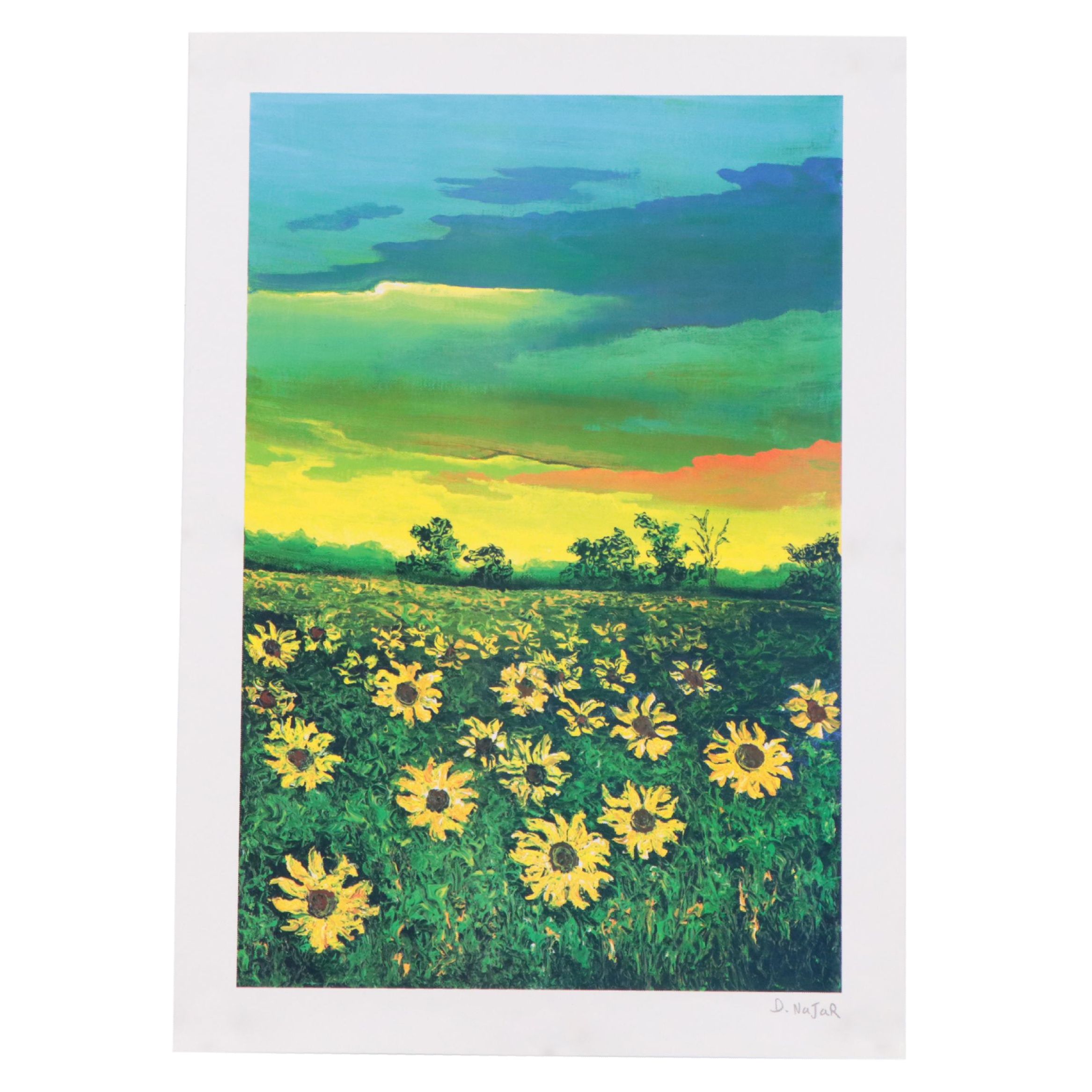 Seriolithograph After David Najar "Sunflowers At Dusk," 2013