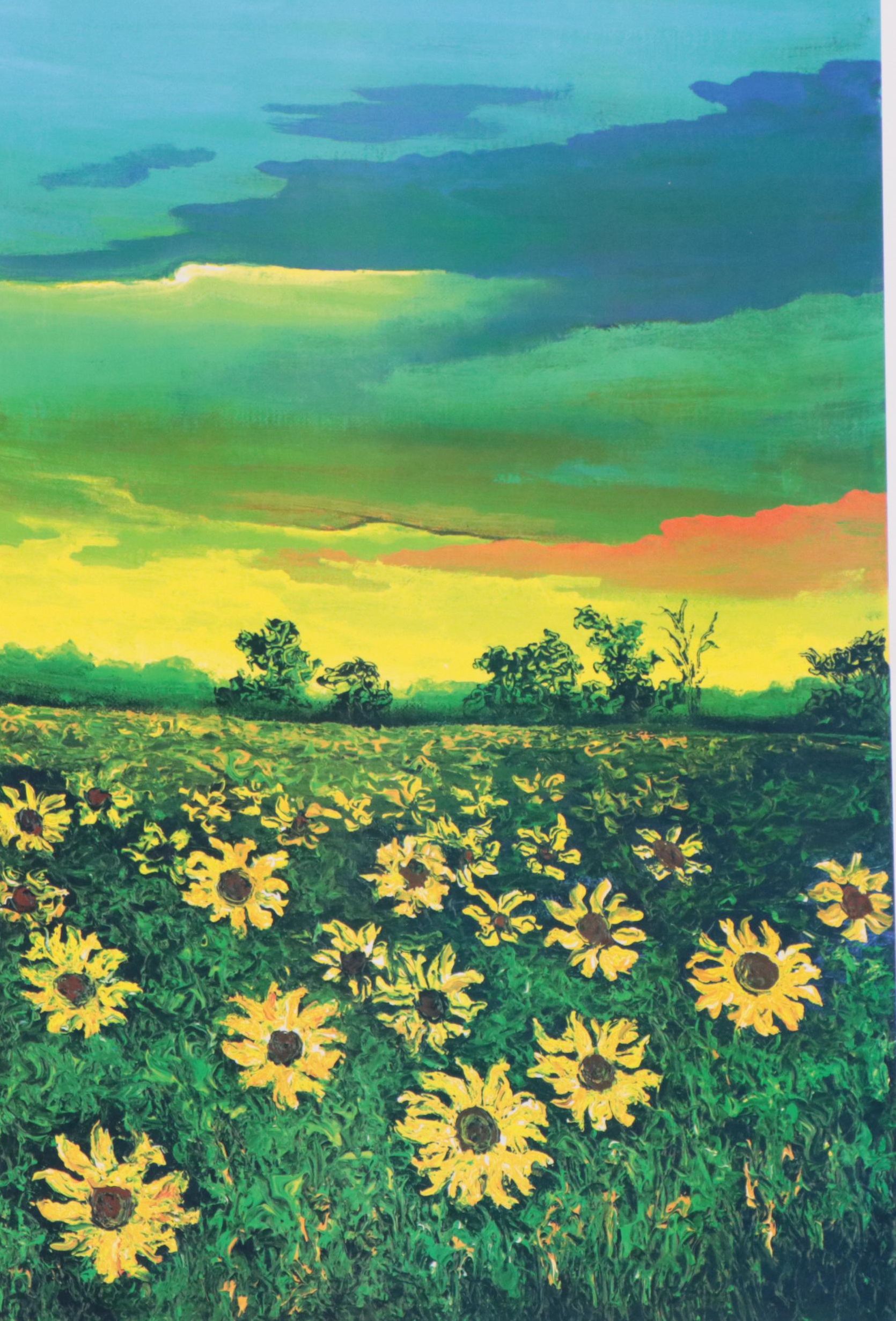 Seriolithograph After David Najar "Sunflowers At Dusk," 2013