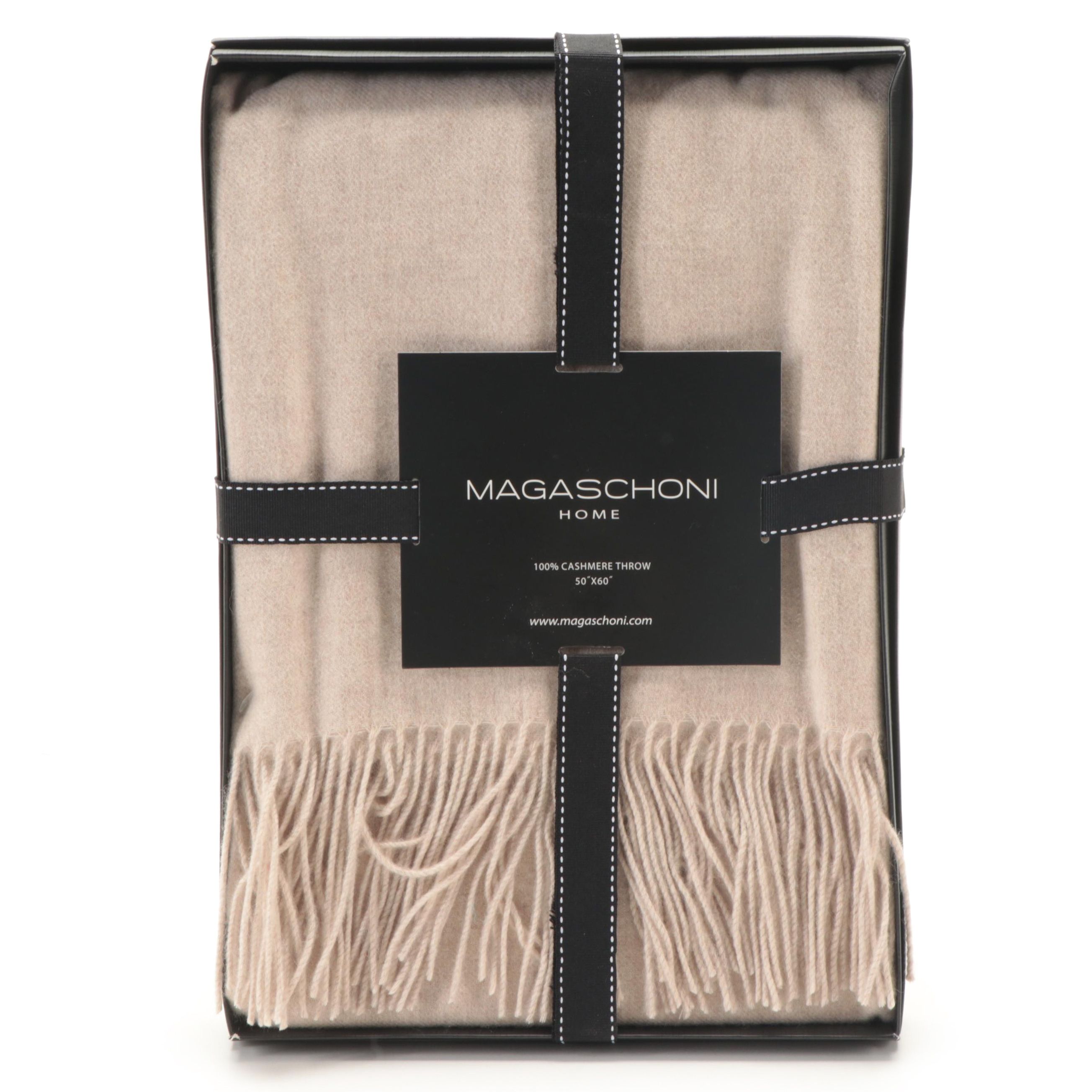Magaschoni Home Cashmere Throw Blanket in Oatmeal Heather