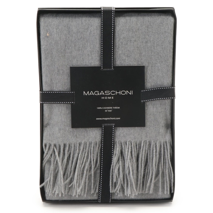 Magaschoni Home Cashmere Throw Blanket in Flannel Heather