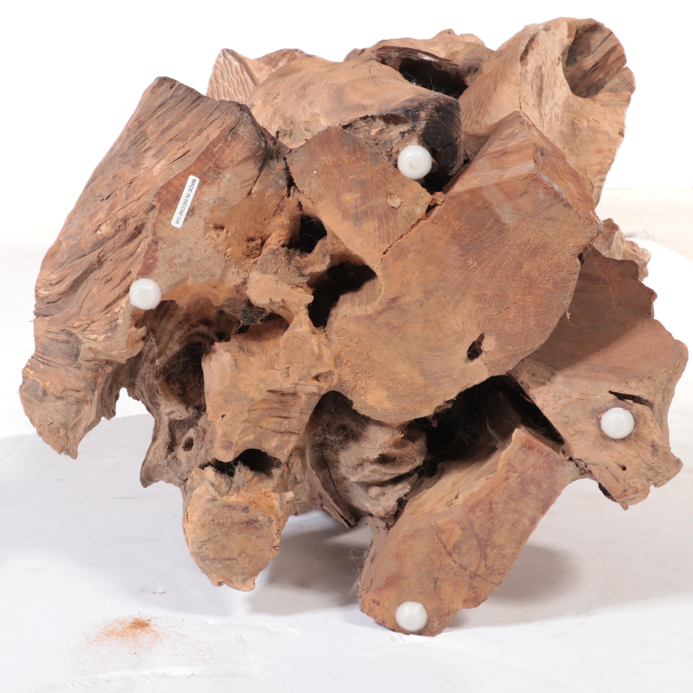 Crate & Barrel Driftwood and Glass Top  Side Table