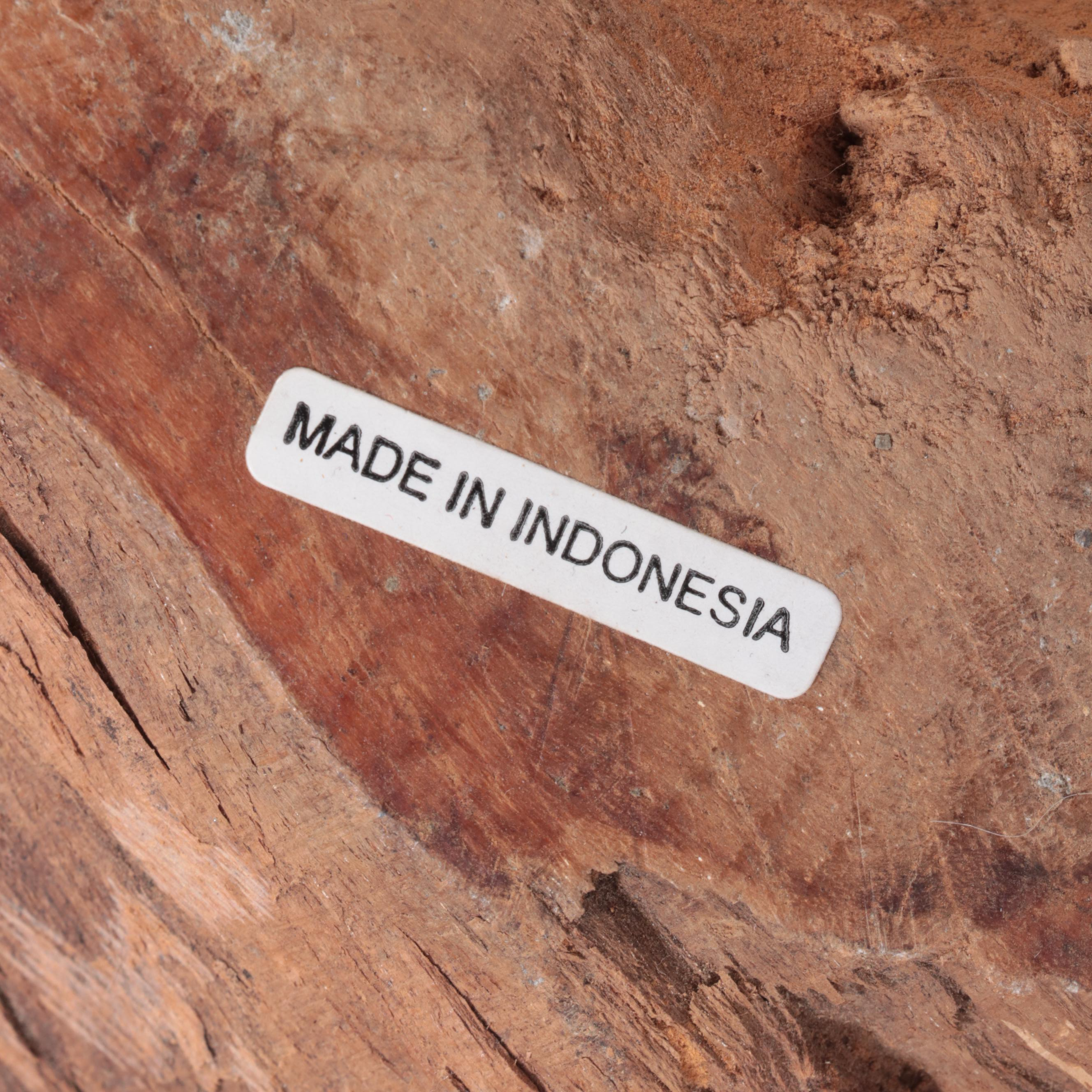 Crate & Barrel Driftwood and Glass Top  Side Table
