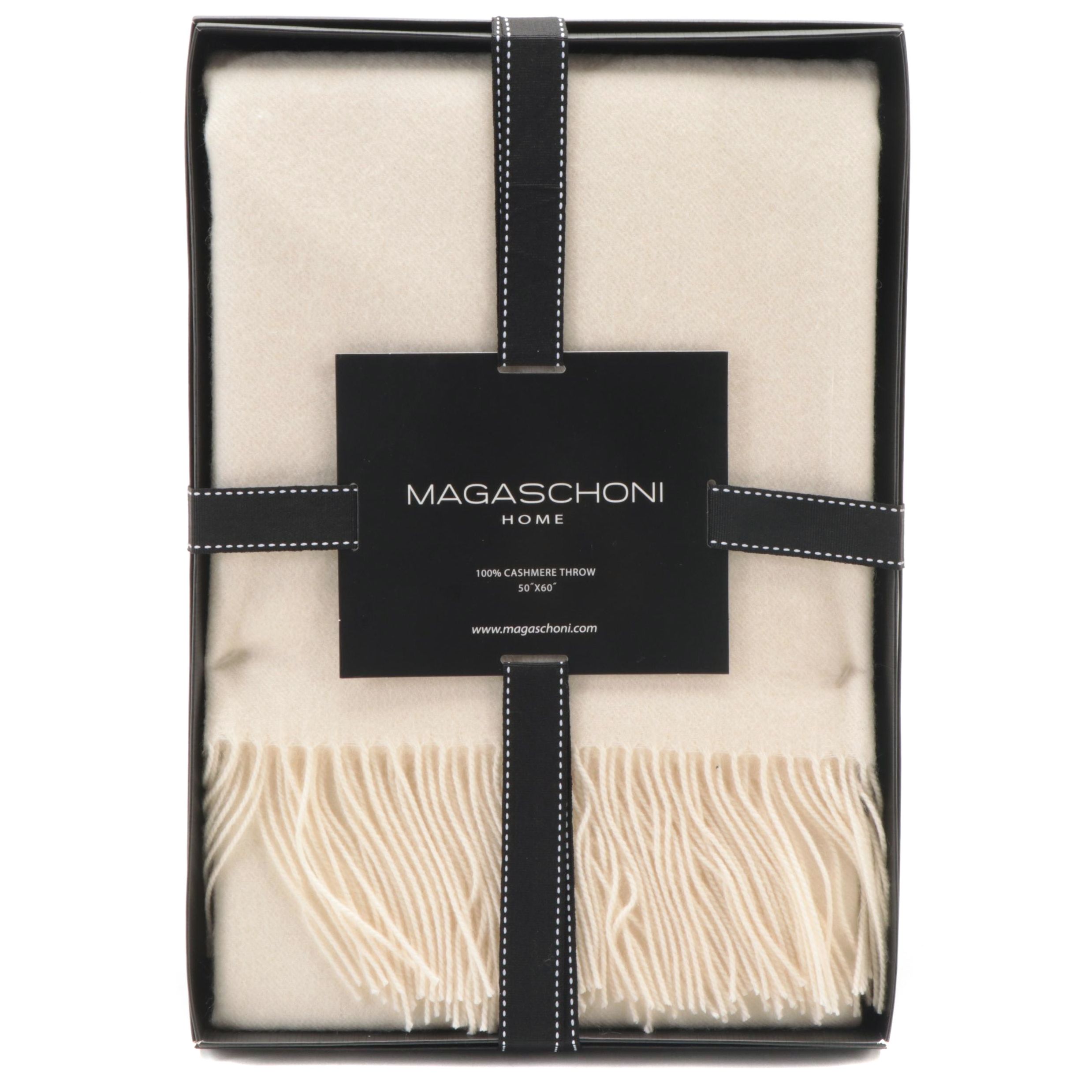 Magaschoni Home Cashmere Throw Blanket in Cream