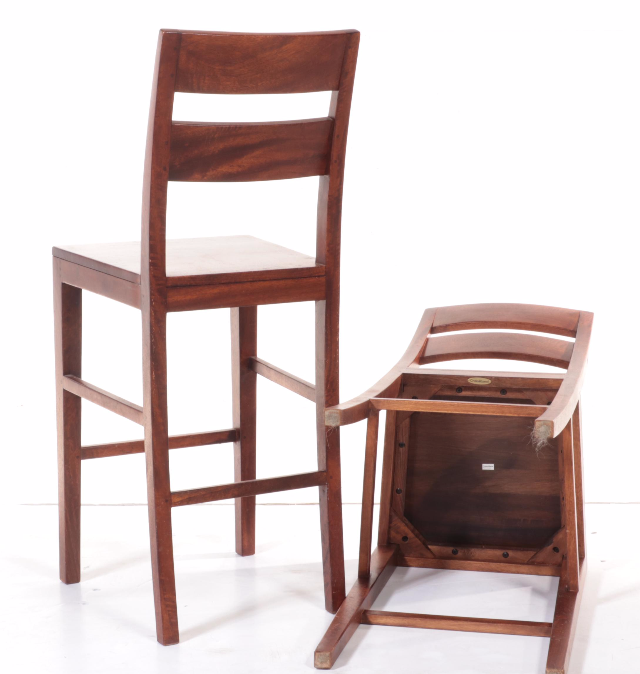 Pair of Crate & Barrel Hardwood Bar Stools