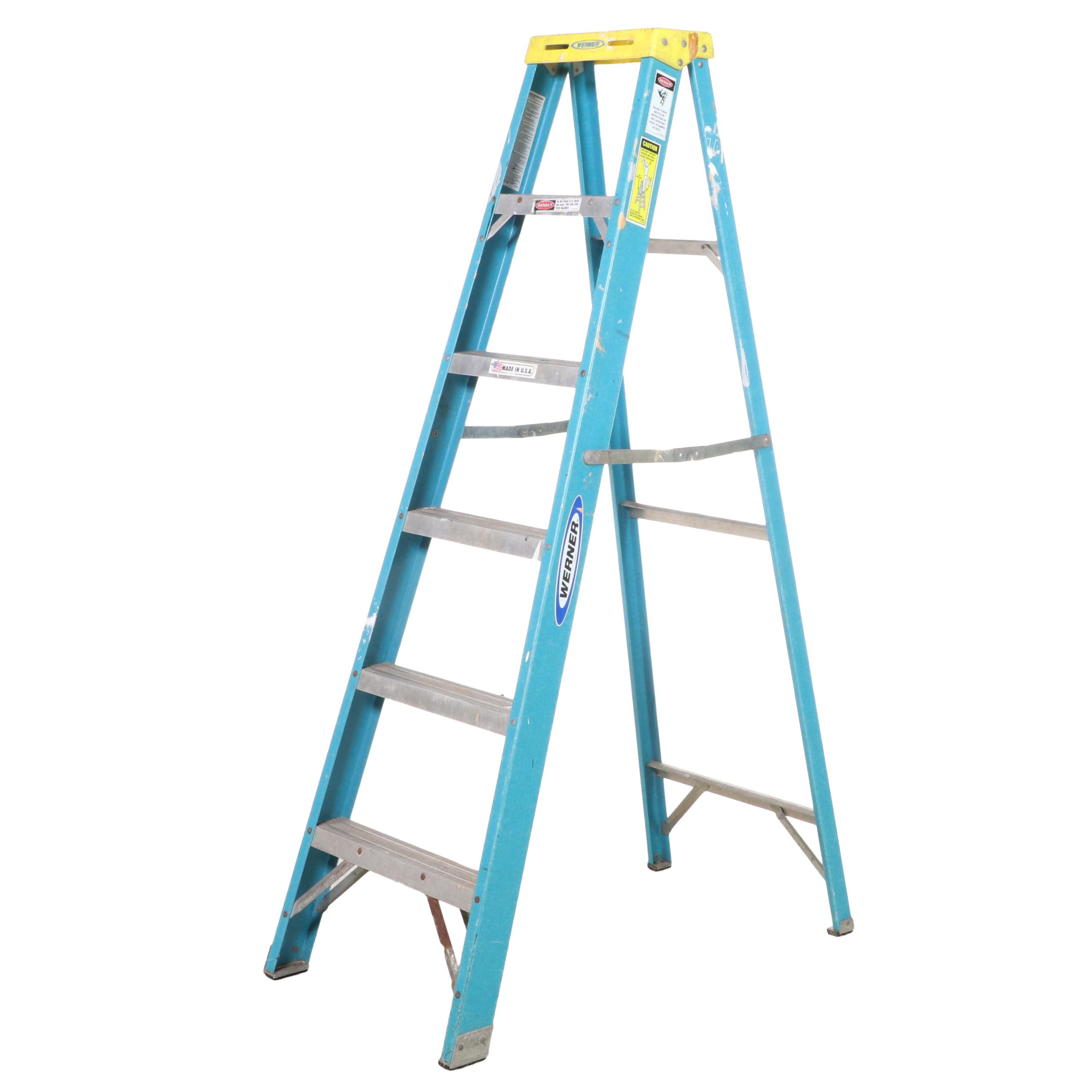 Werner Type I Heavy Duty/Industrial Use 6' Folding Ladder, Late 20th Century